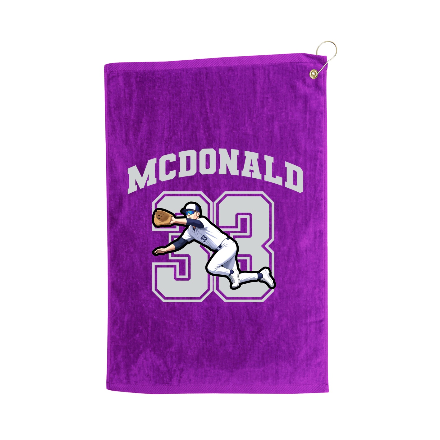 Golf Towel — Number in Purple