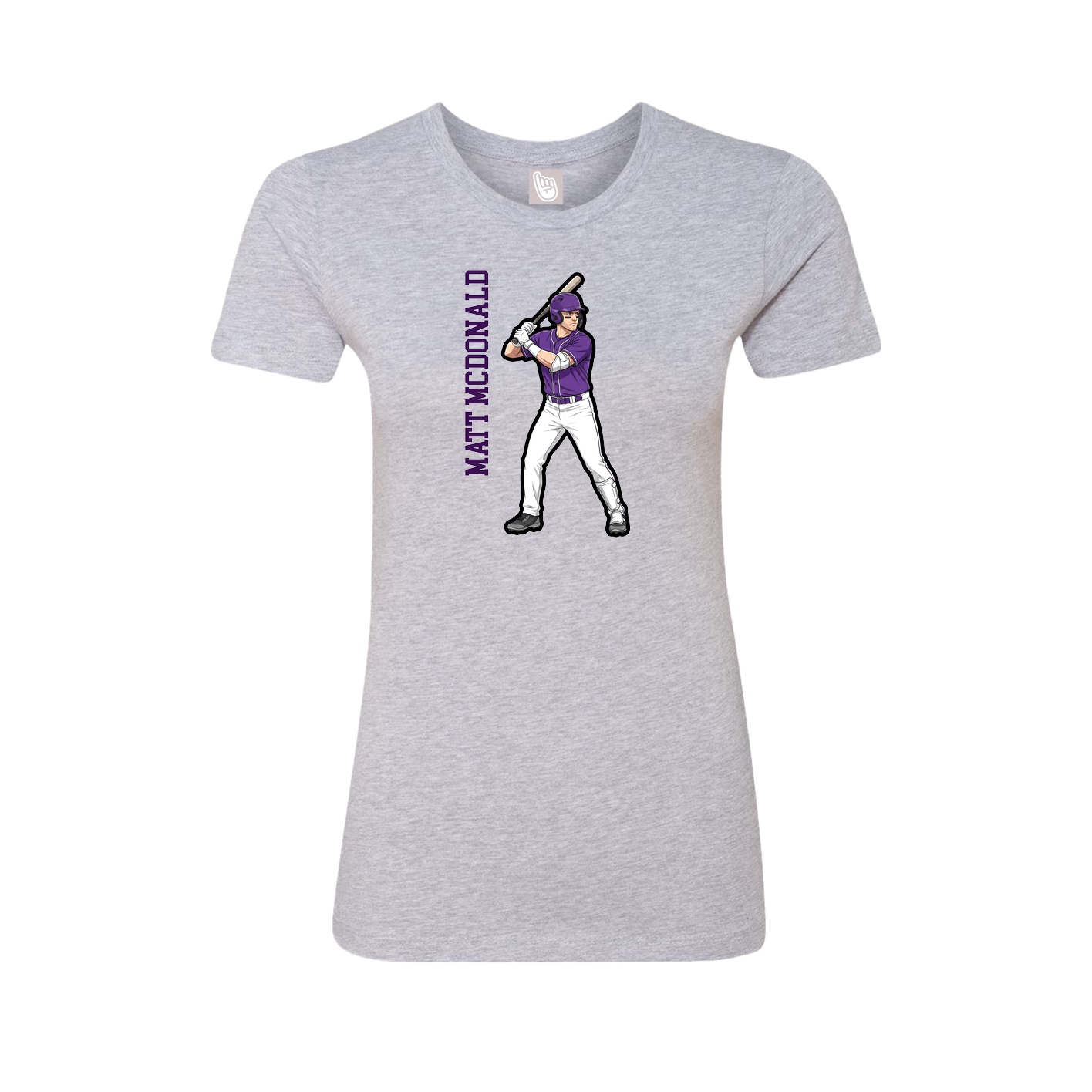 Fitted Women's Tee — Name Vertical in Grey