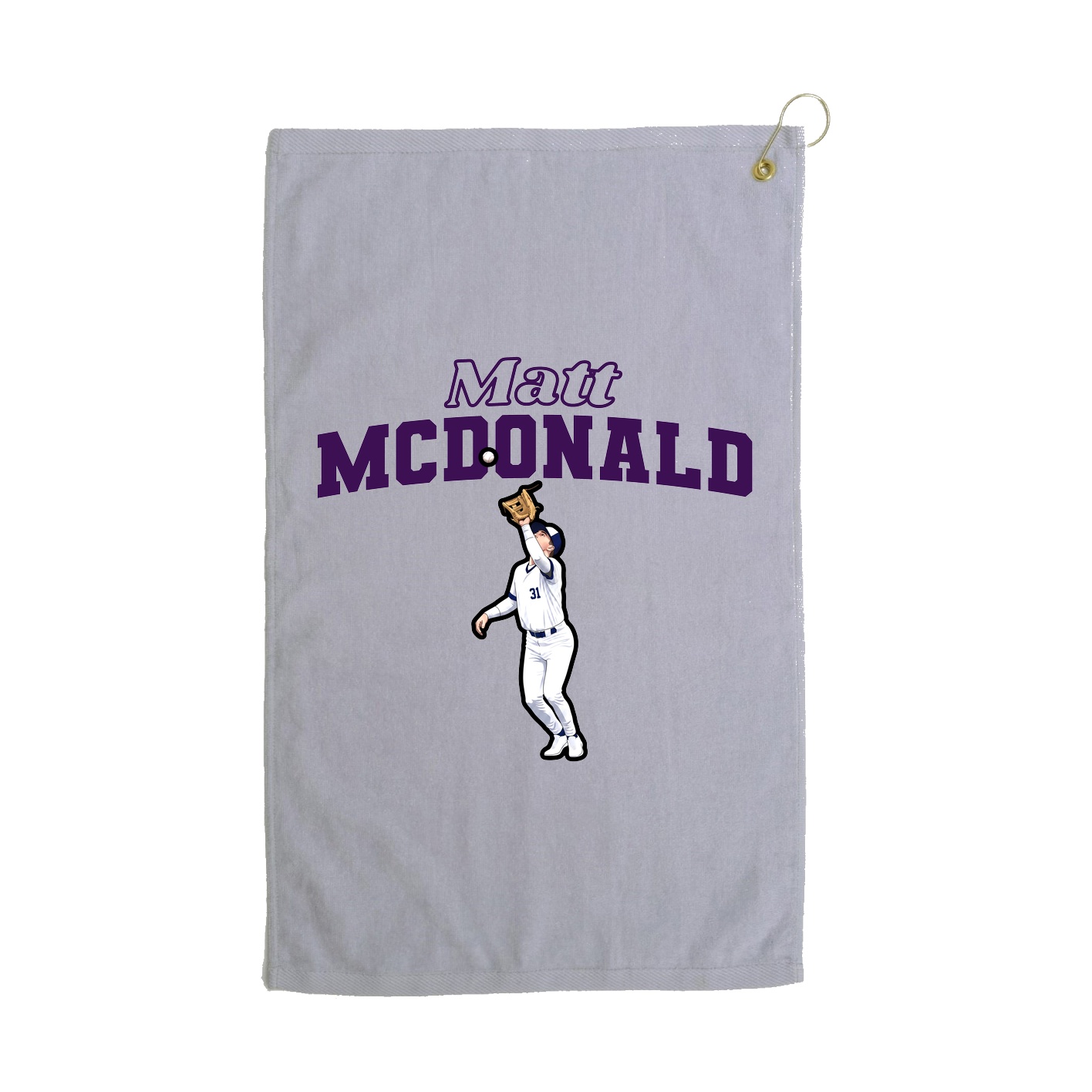 Golf Towel — Name Arch in Grey