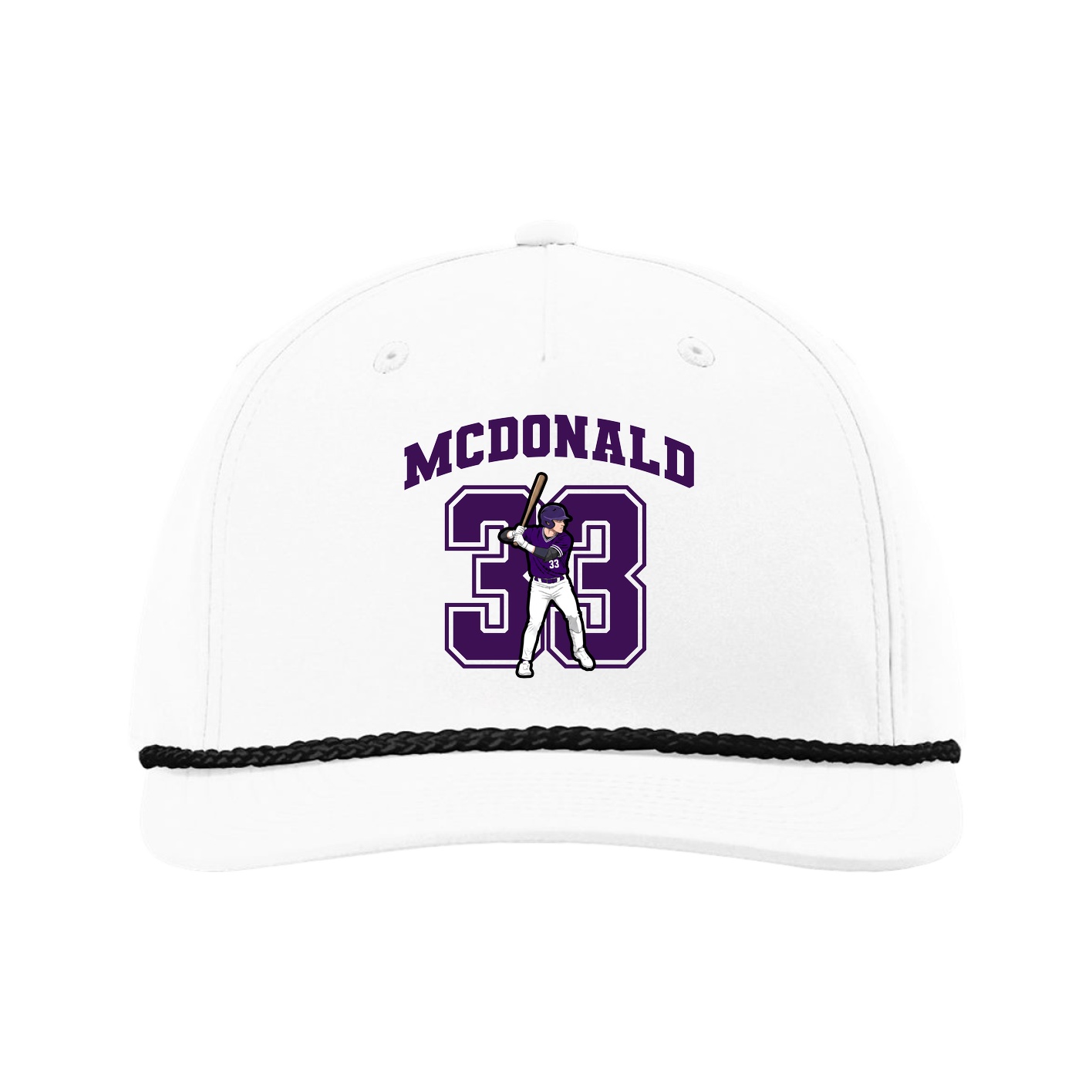 Five-Panel Classic Rope Cap — Number in White