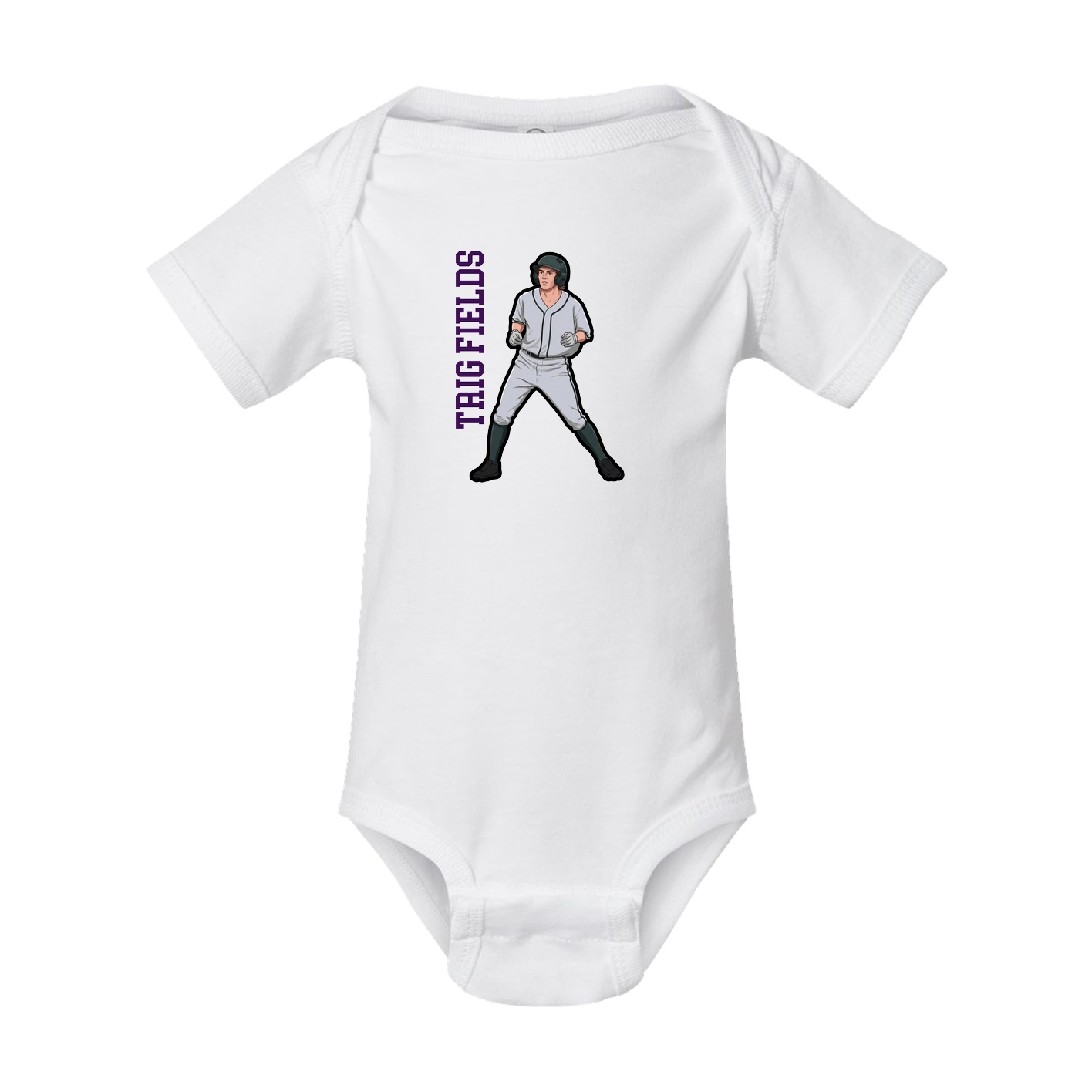 Baby Onesie — Name Vertical in White
