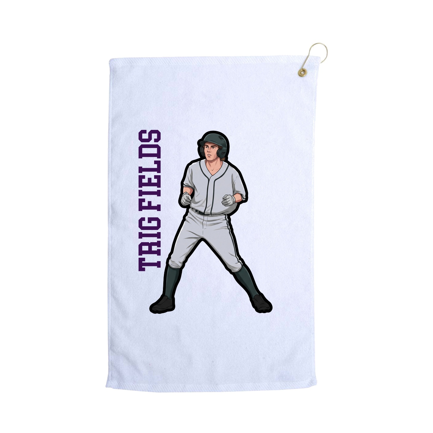 Golf Towel — Name Vertical in White