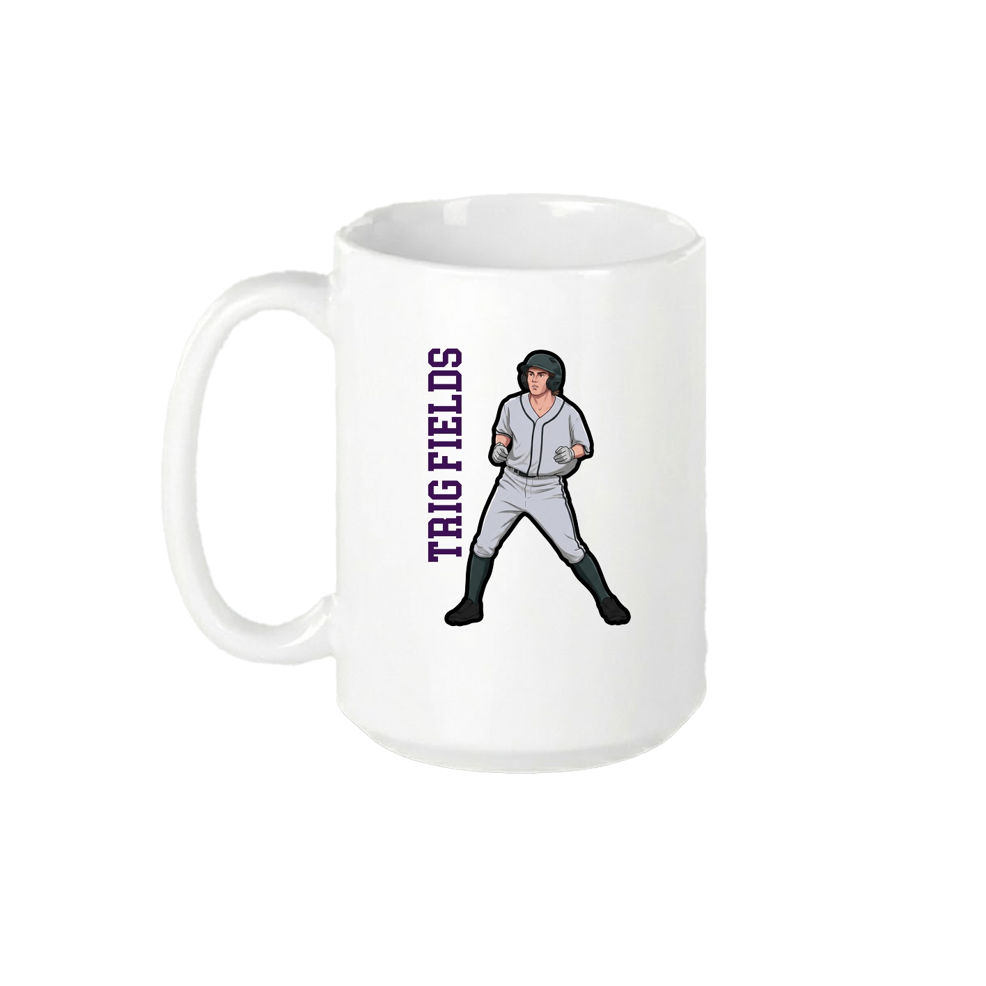 15oz Coffee Mug — Name Vertical in White