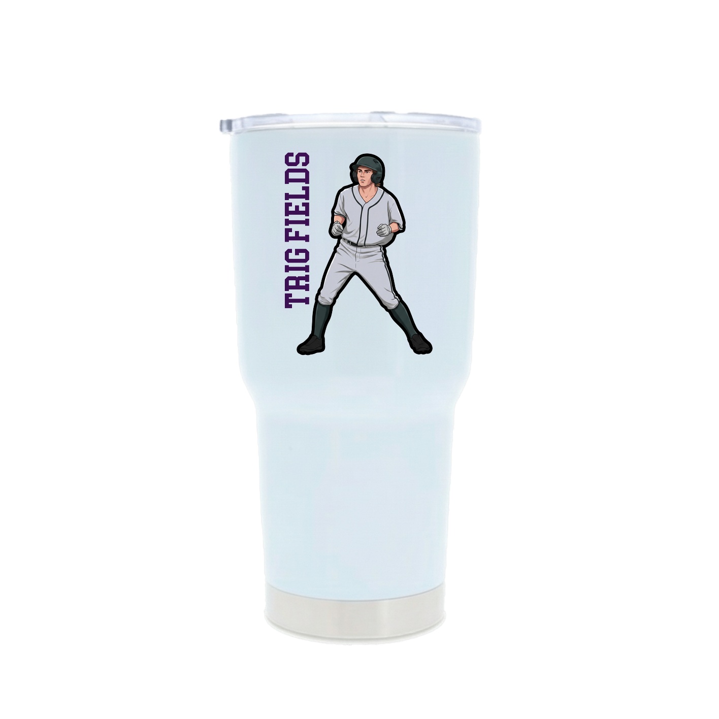 30oz Stainless Steel Tumbler — Name Vertical in White