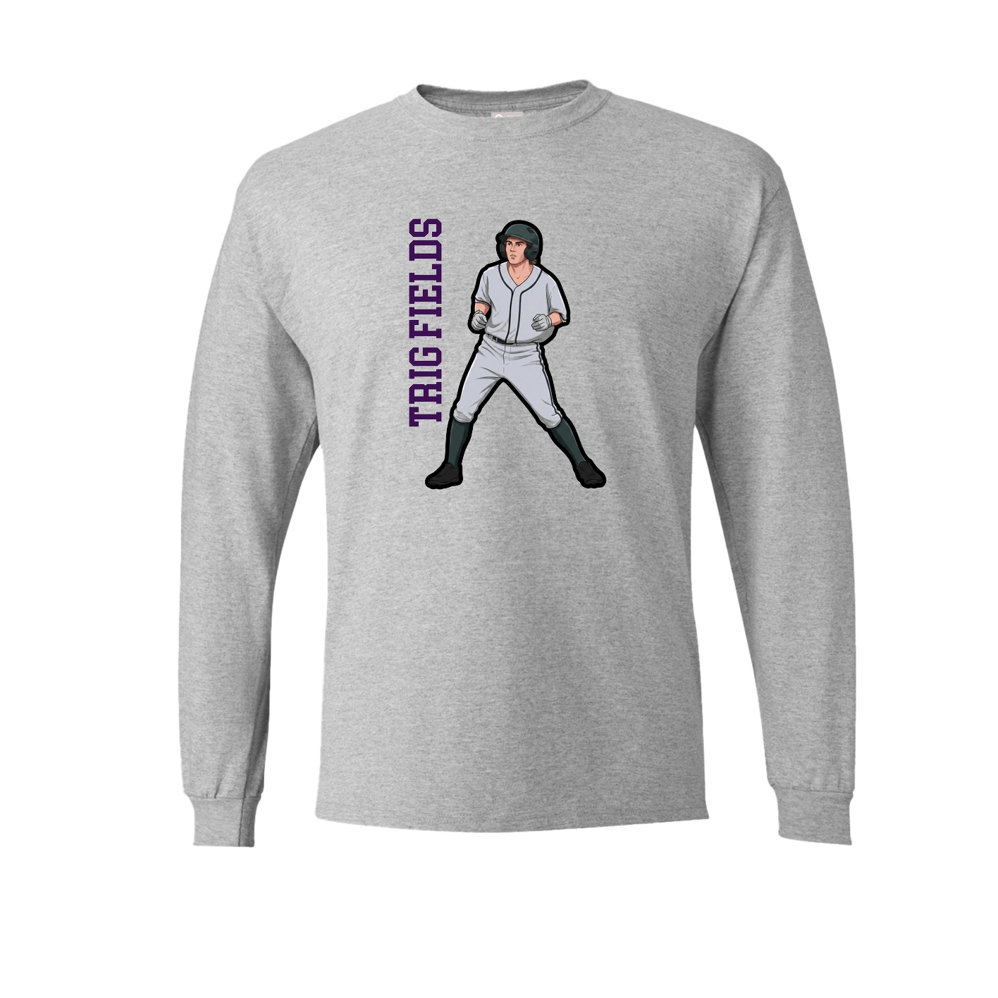 Long Sleeve Tee — Name Vertical in Grey