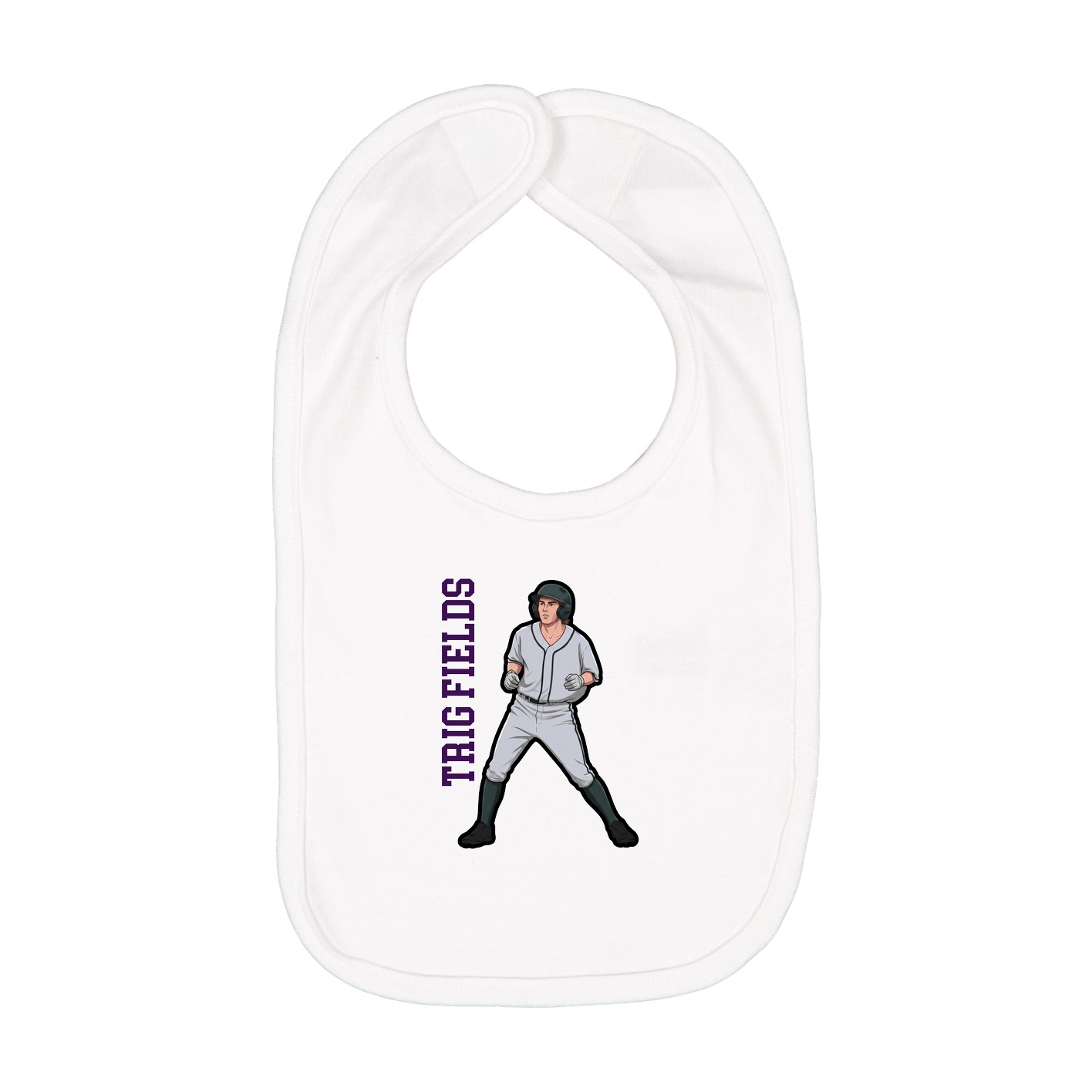 Infant Bib — Name Vertical in White