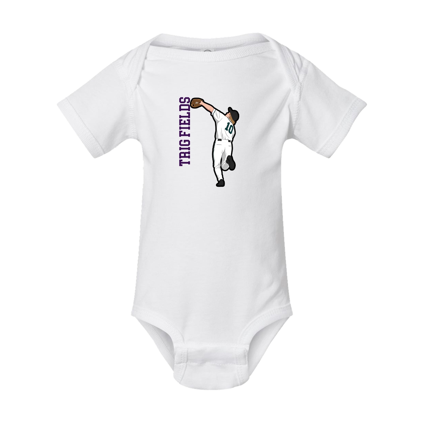 Baby Onesie — Name Vertical in White