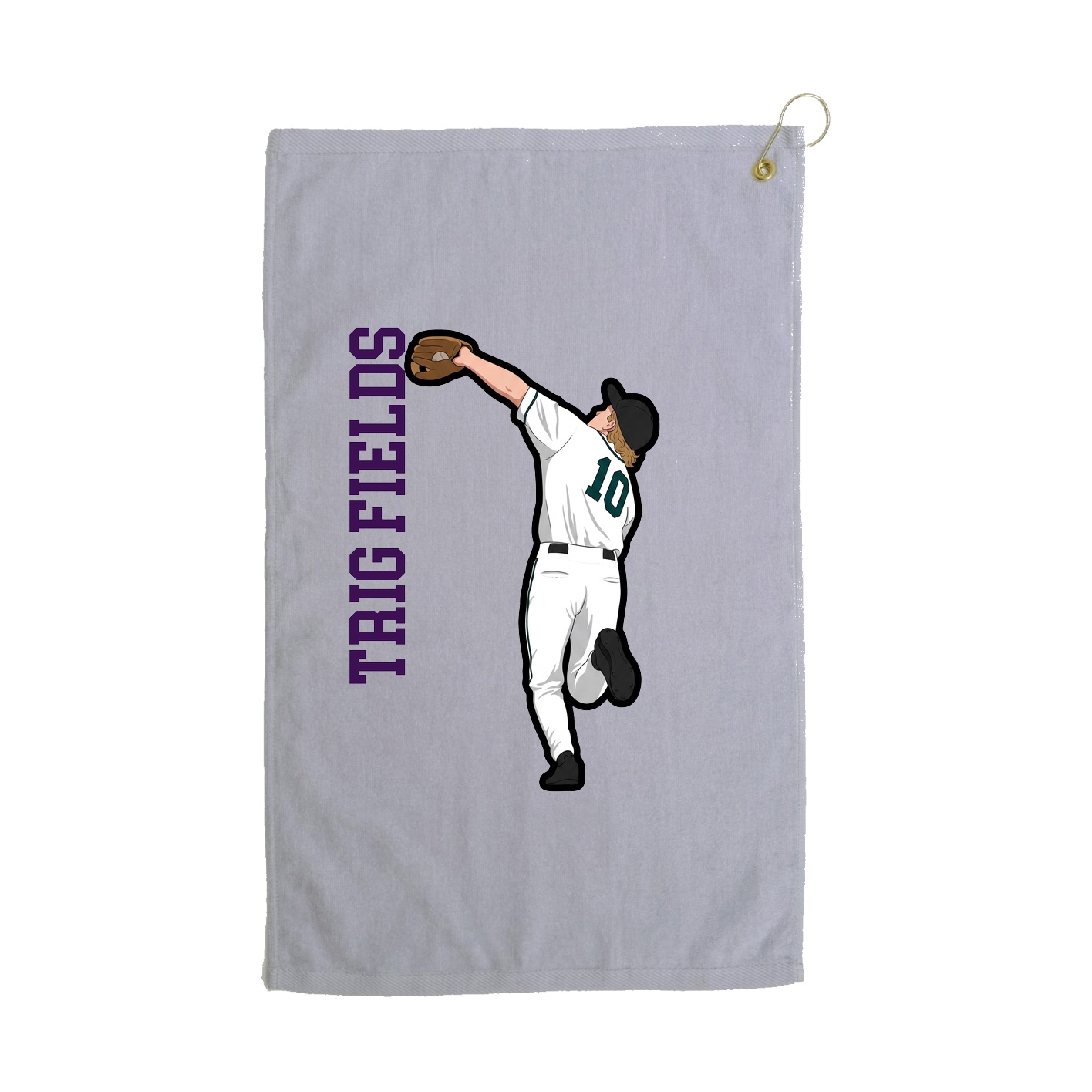 Golf Towel — Name Vertical in Grey