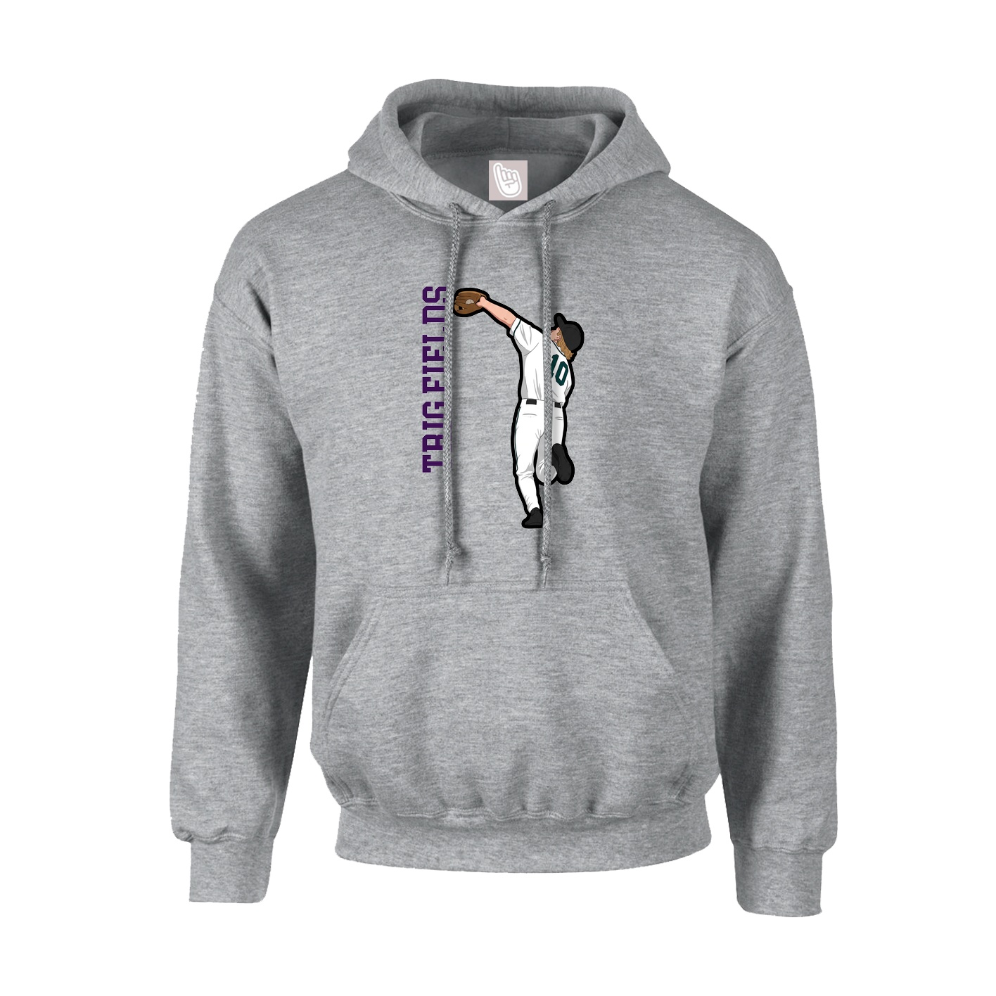 Youth Hoodie — Name Vertical in Grey