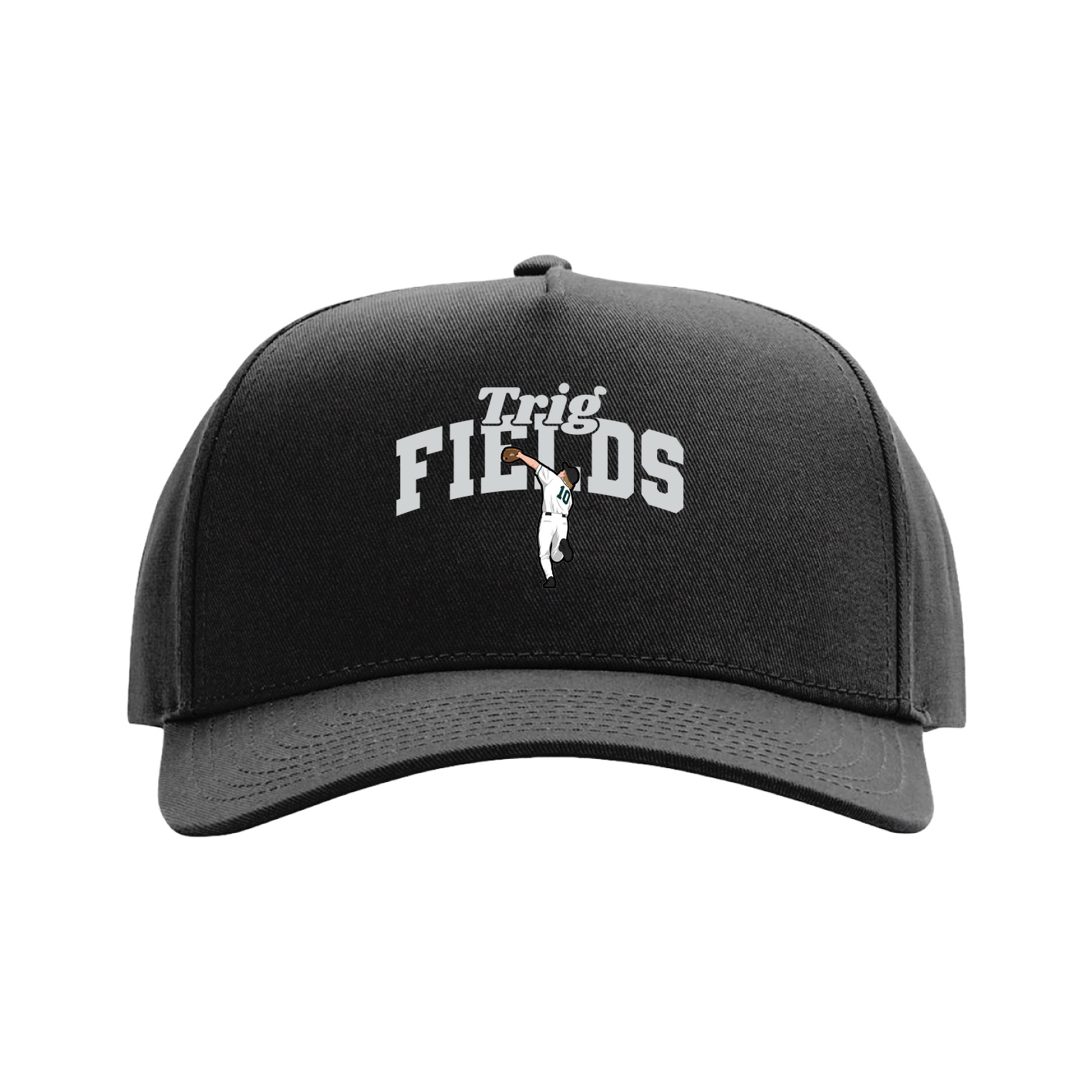Full Fabric Five-Panel Champ Cap — Signature Arch in Black