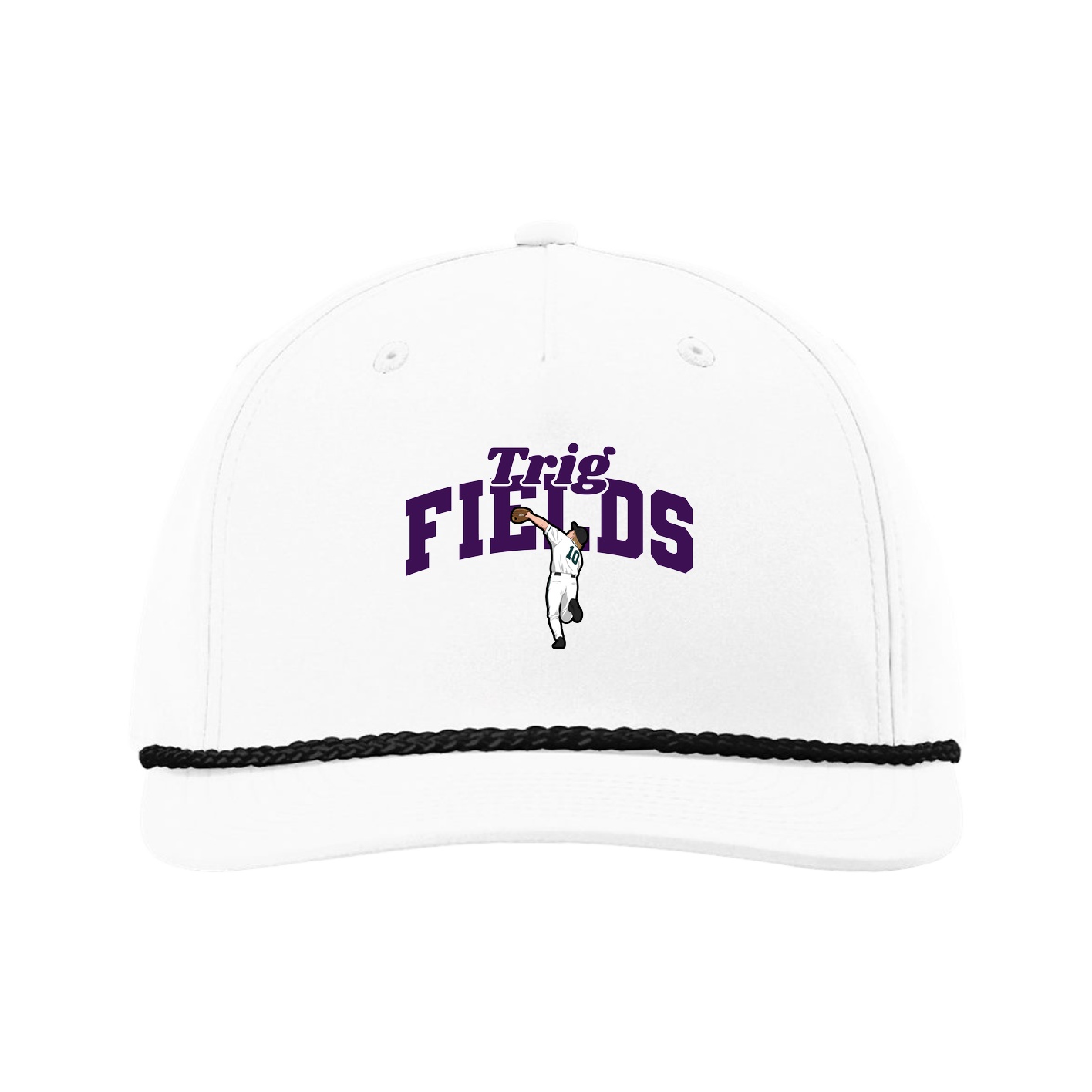 Five-Panel Classic Rope Cap — Signature Arch in White