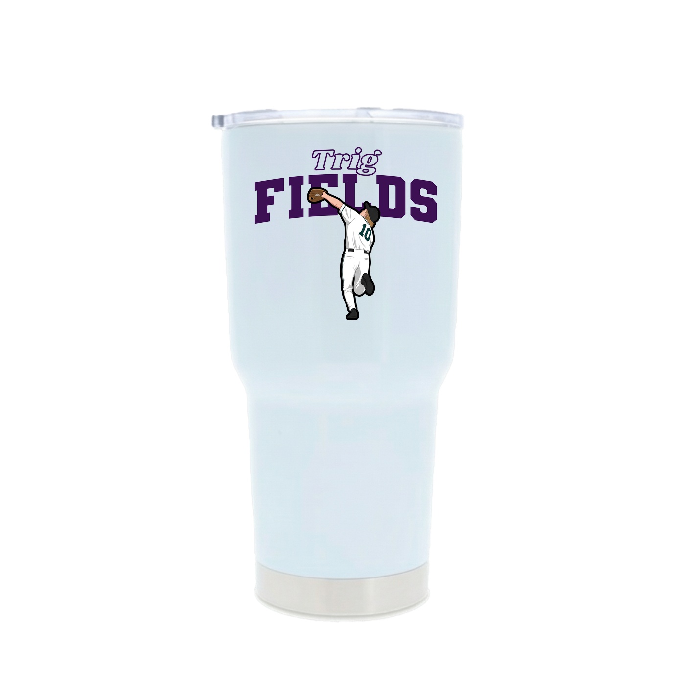 30oz Stainless Steel Tumbler — Name Arch in White