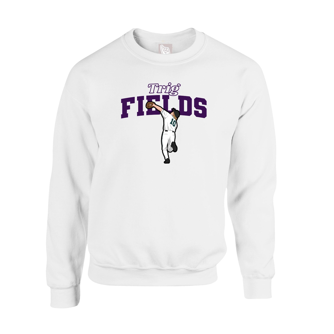 Fleece Crew — Name Arch in White