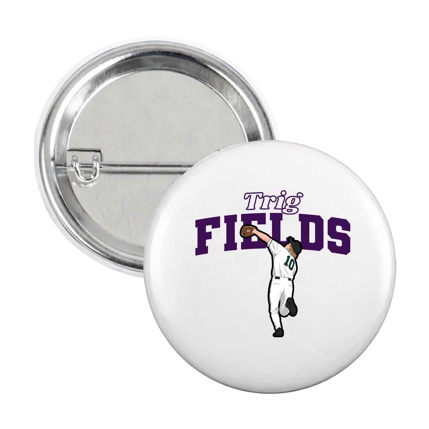 Game Day Button — Name Arch in White
