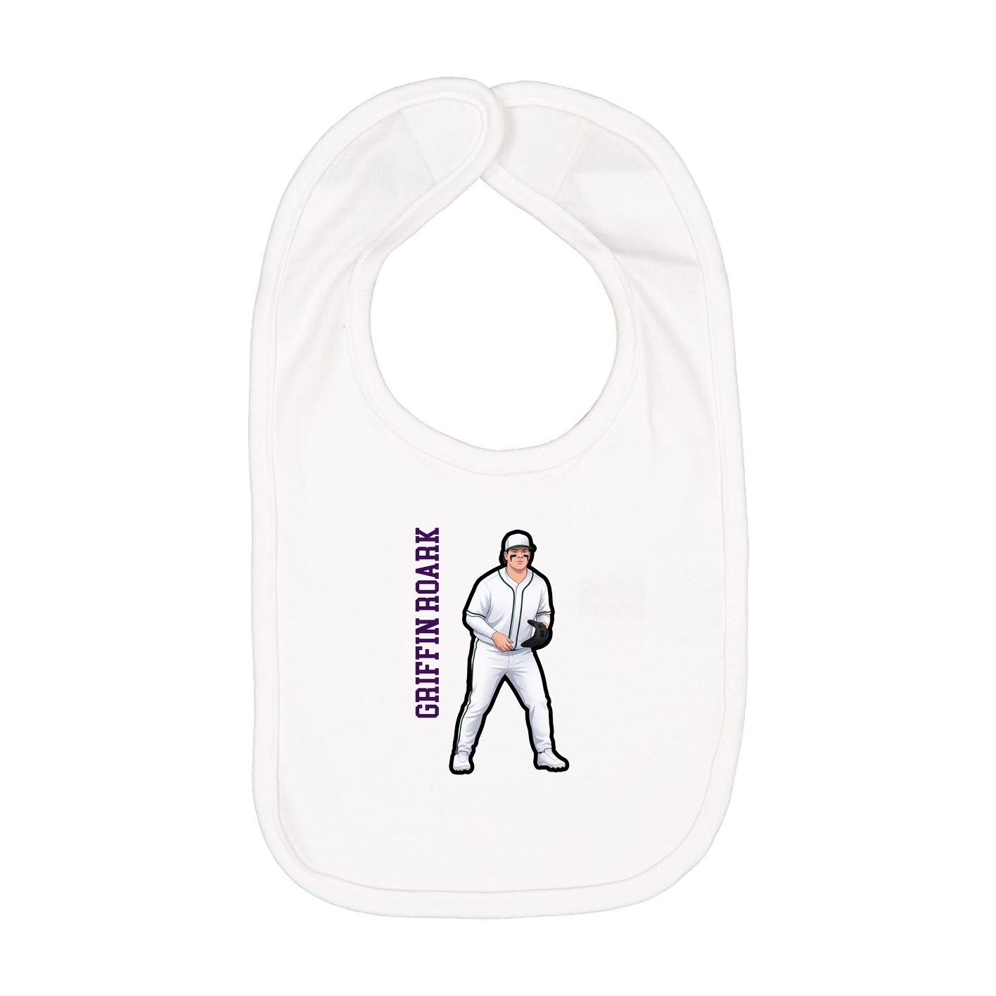 Infant Bib — Name Vertical in White