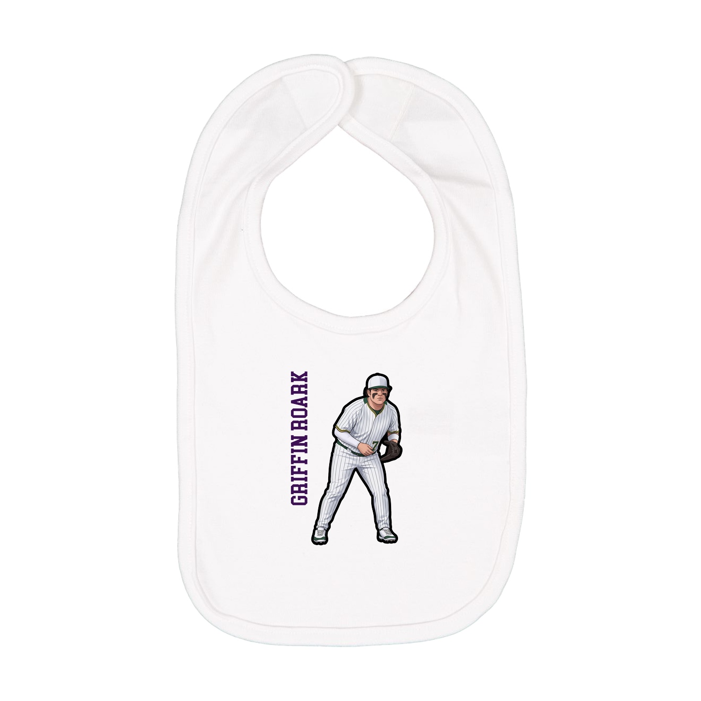 Infant Bib — Name Vertical in White