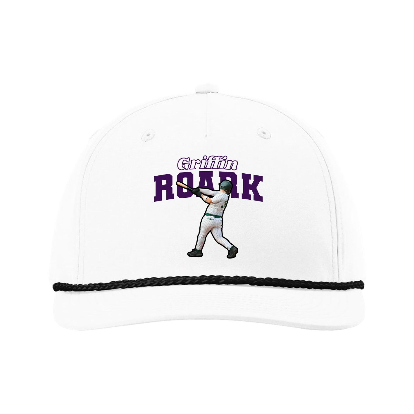 Five-Panel Classic Rope Cap — Name Arch in White
