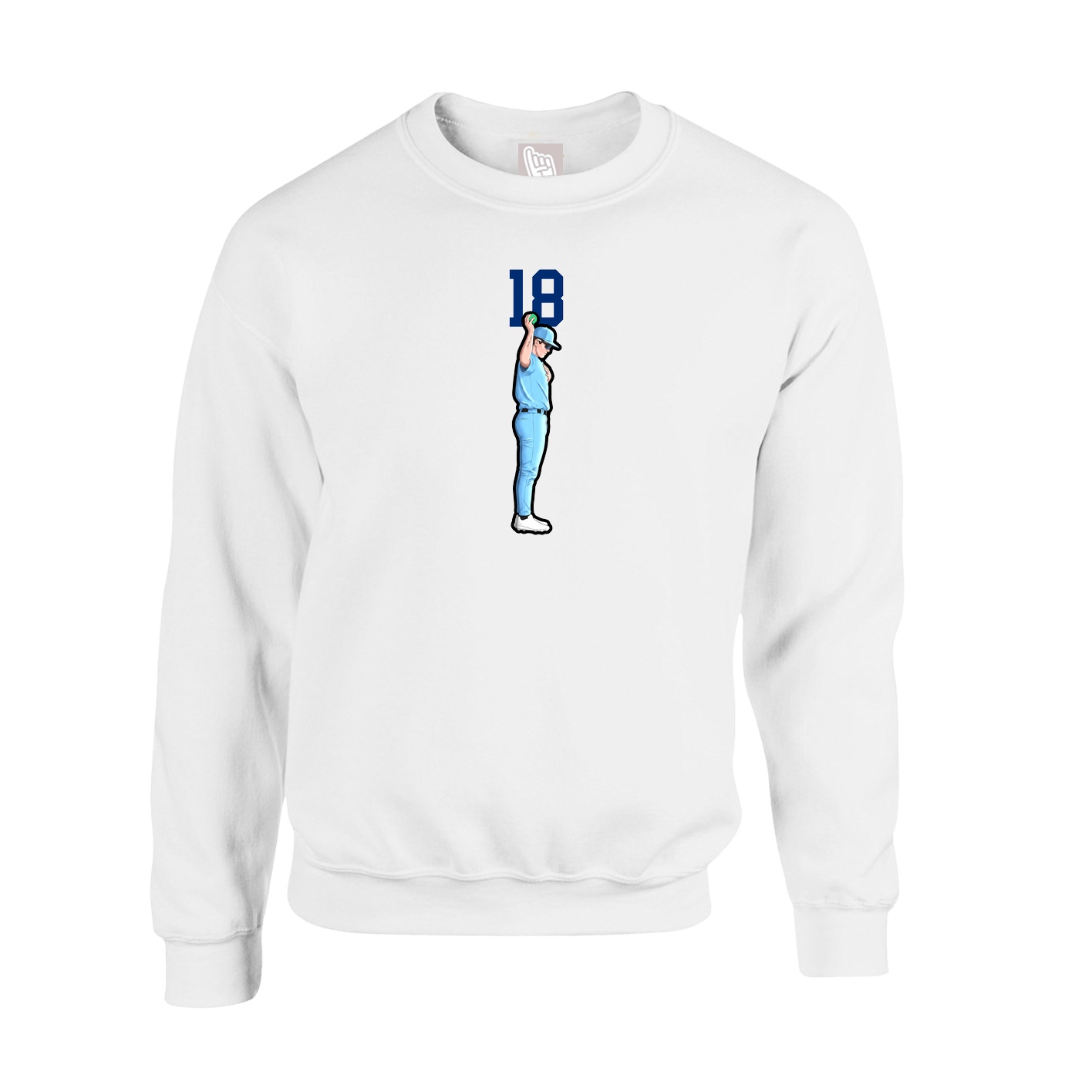 Fleece Crew — Number Top in White