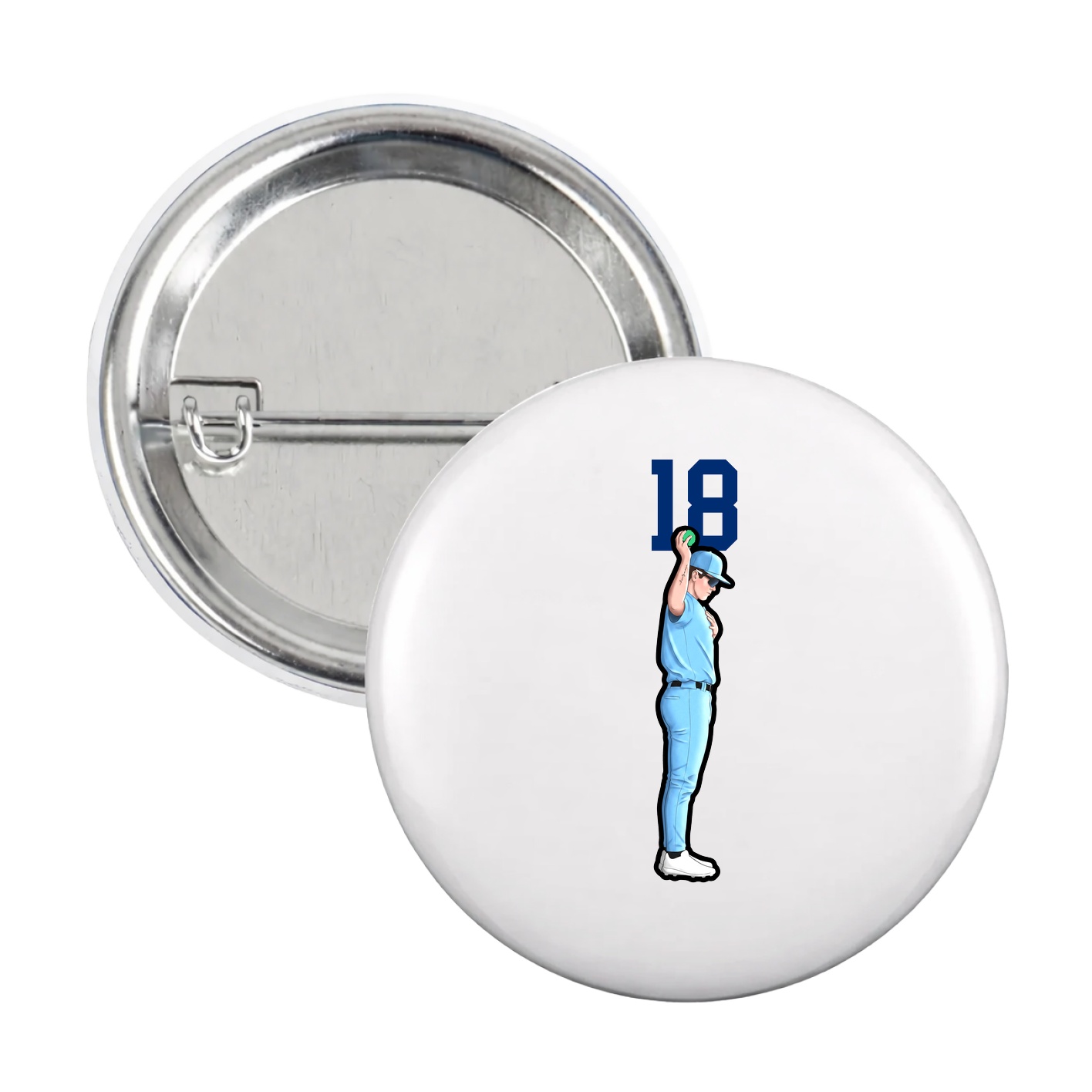 Game Day Button — Number Top in White