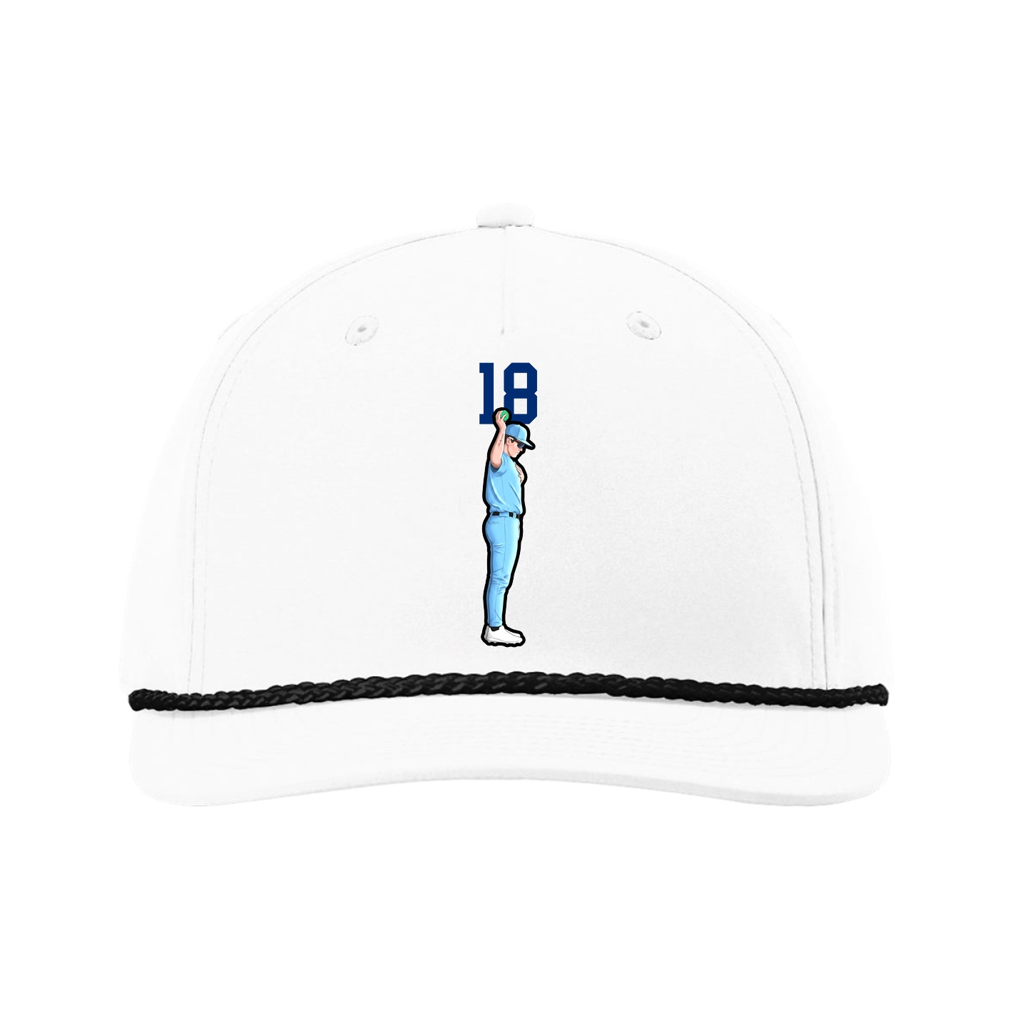 Five-Panel Classic Rope Cap — Number Top in White
