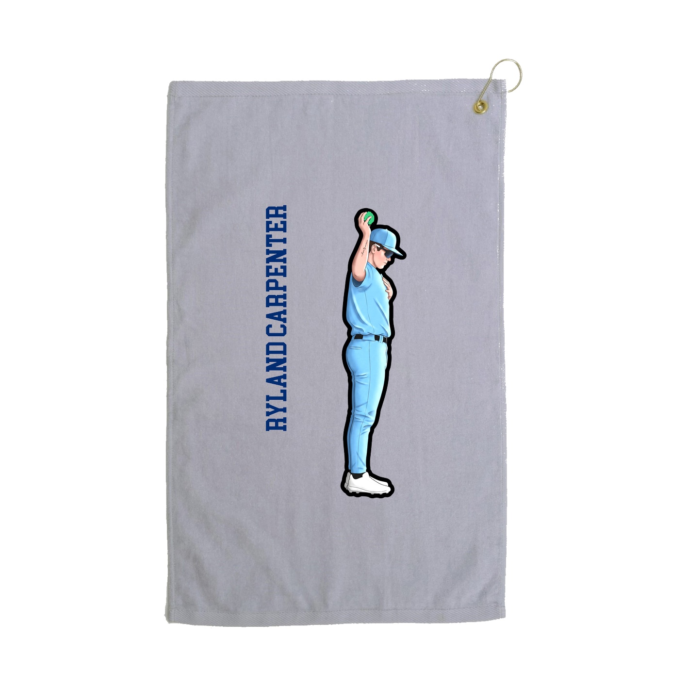 Golf Towel — Name Vertical in Grey