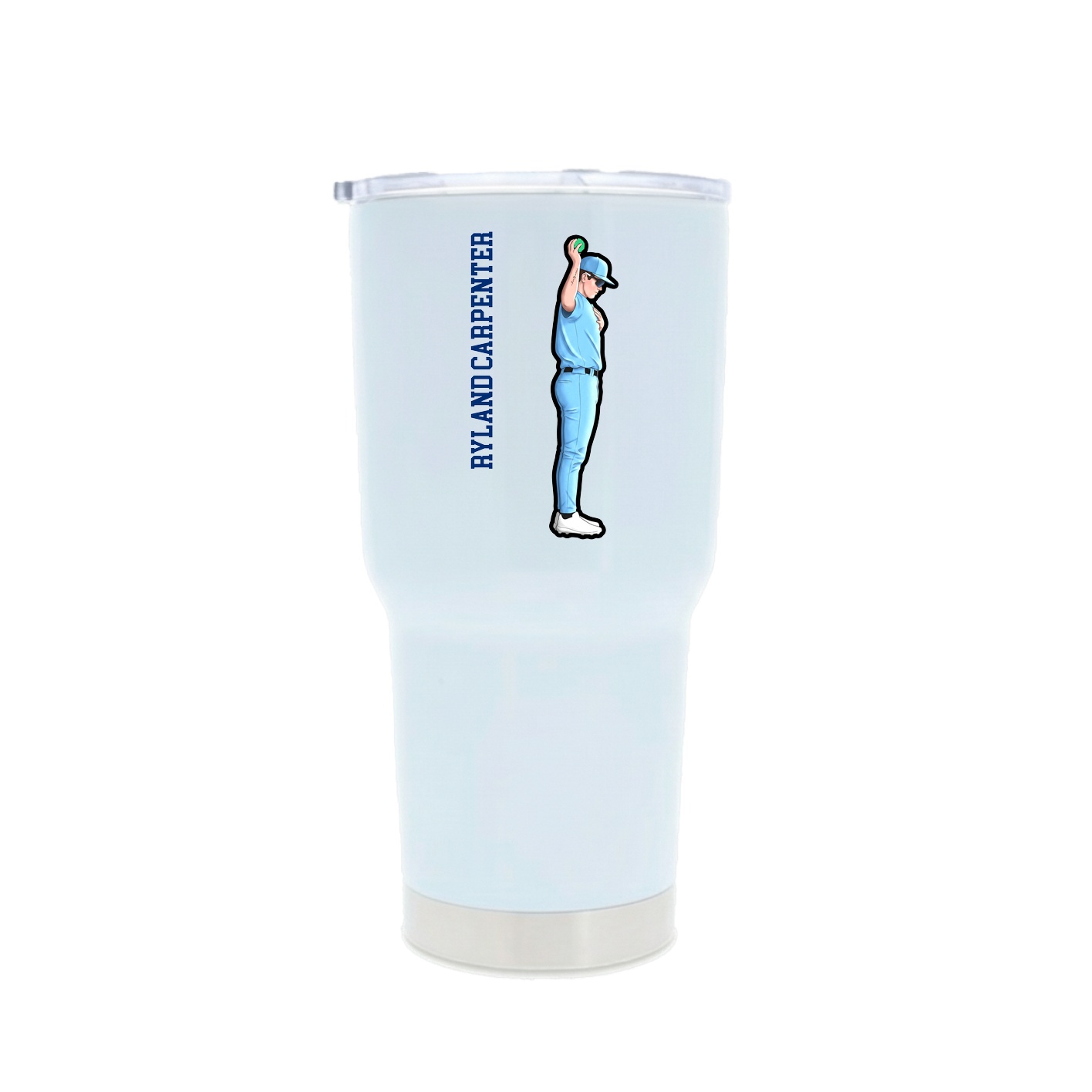 30oz Stainless Steel Tumbler — Name Vertical in White