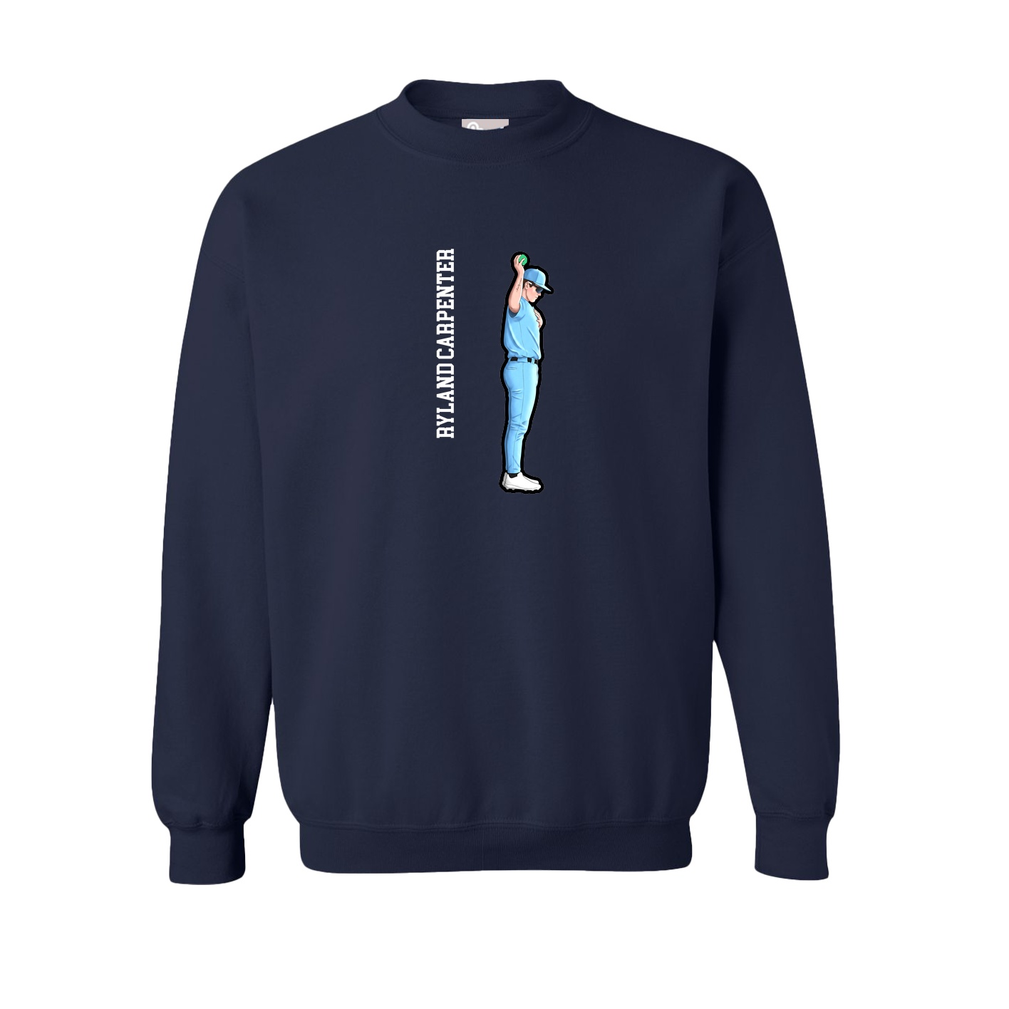 Fleece Crew — Name Vertical in Navy