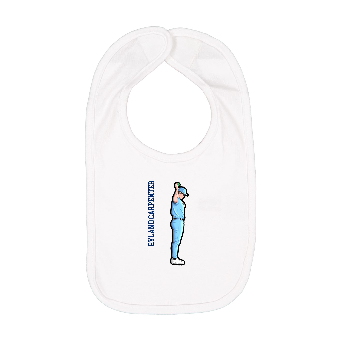 Infant Bib — Name Vertical in White