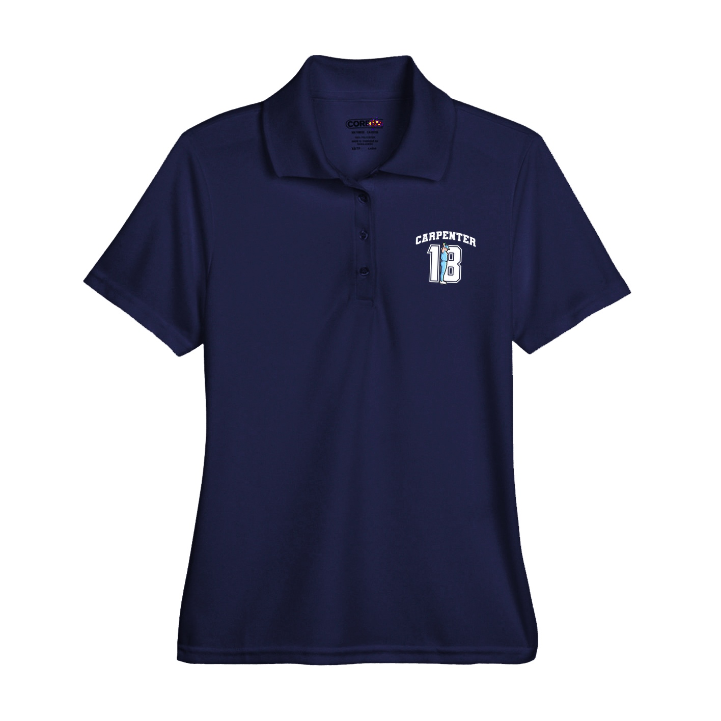 Womens Performance Polo — Number in Navy