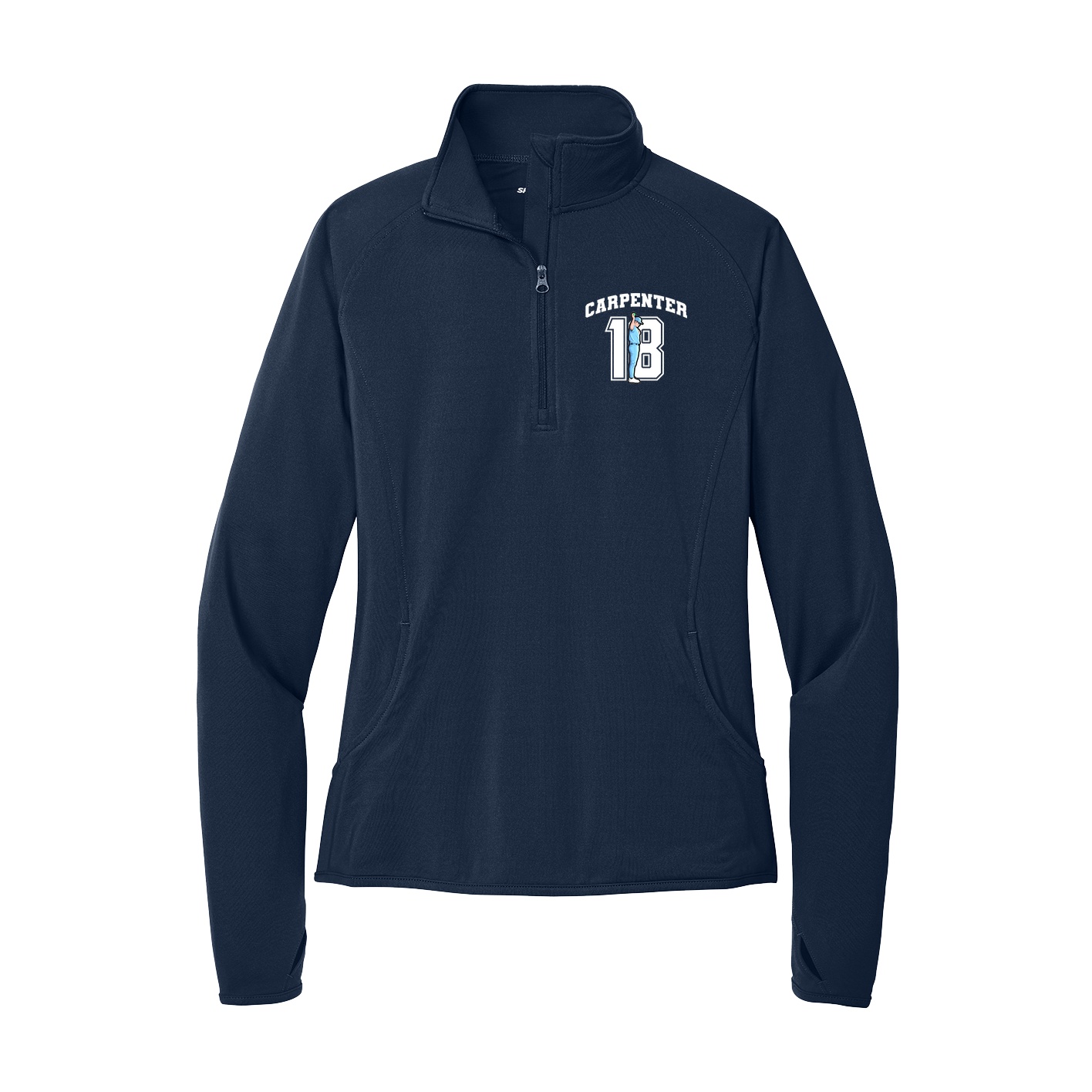 Women's Q-Zip Pullover — Number in Navy