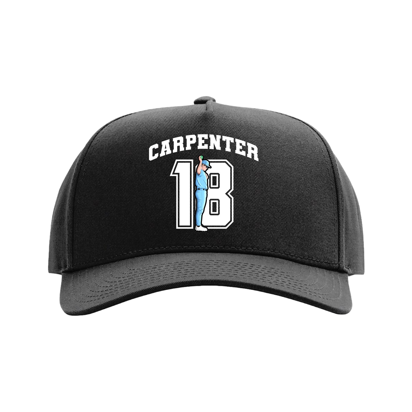 Full Fabric Five-Panel Champ Cap — Number in Black