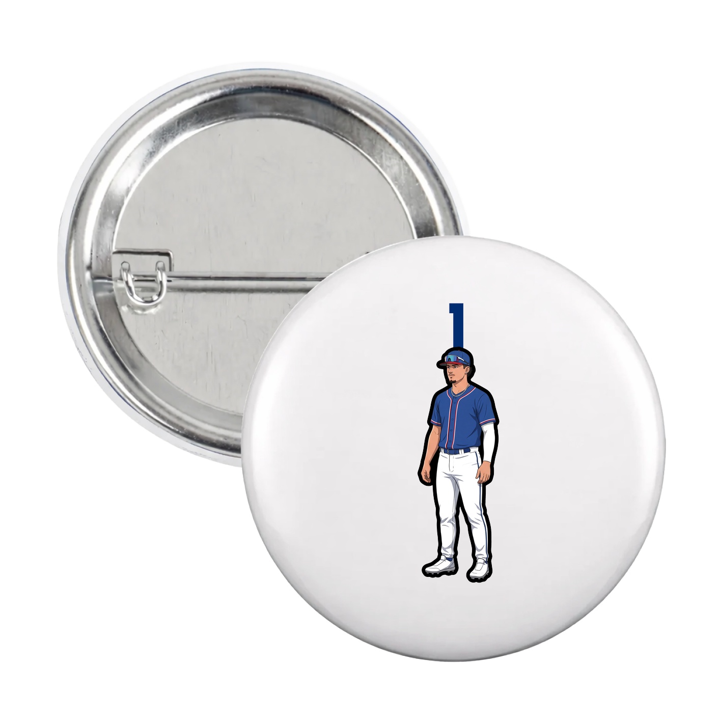 Game Day Button — Number Top in White