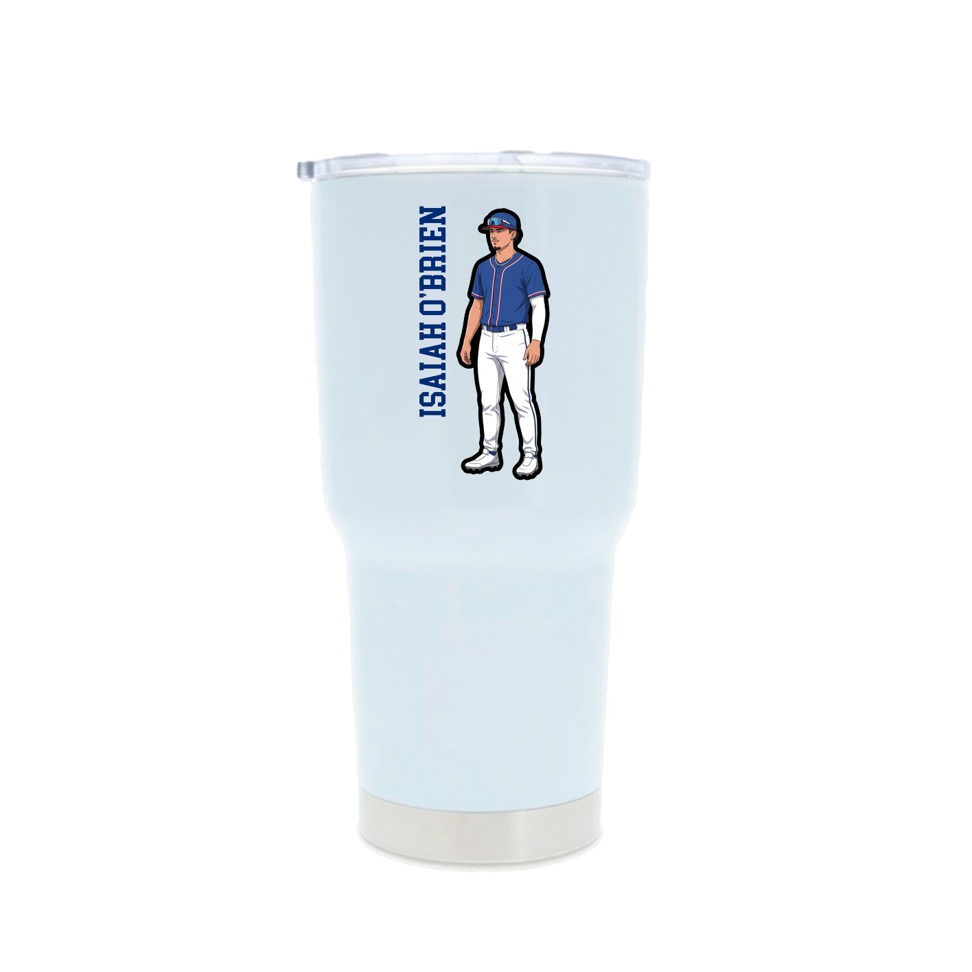 30oz Stainless Steel Tumbler — Name Vertical in White