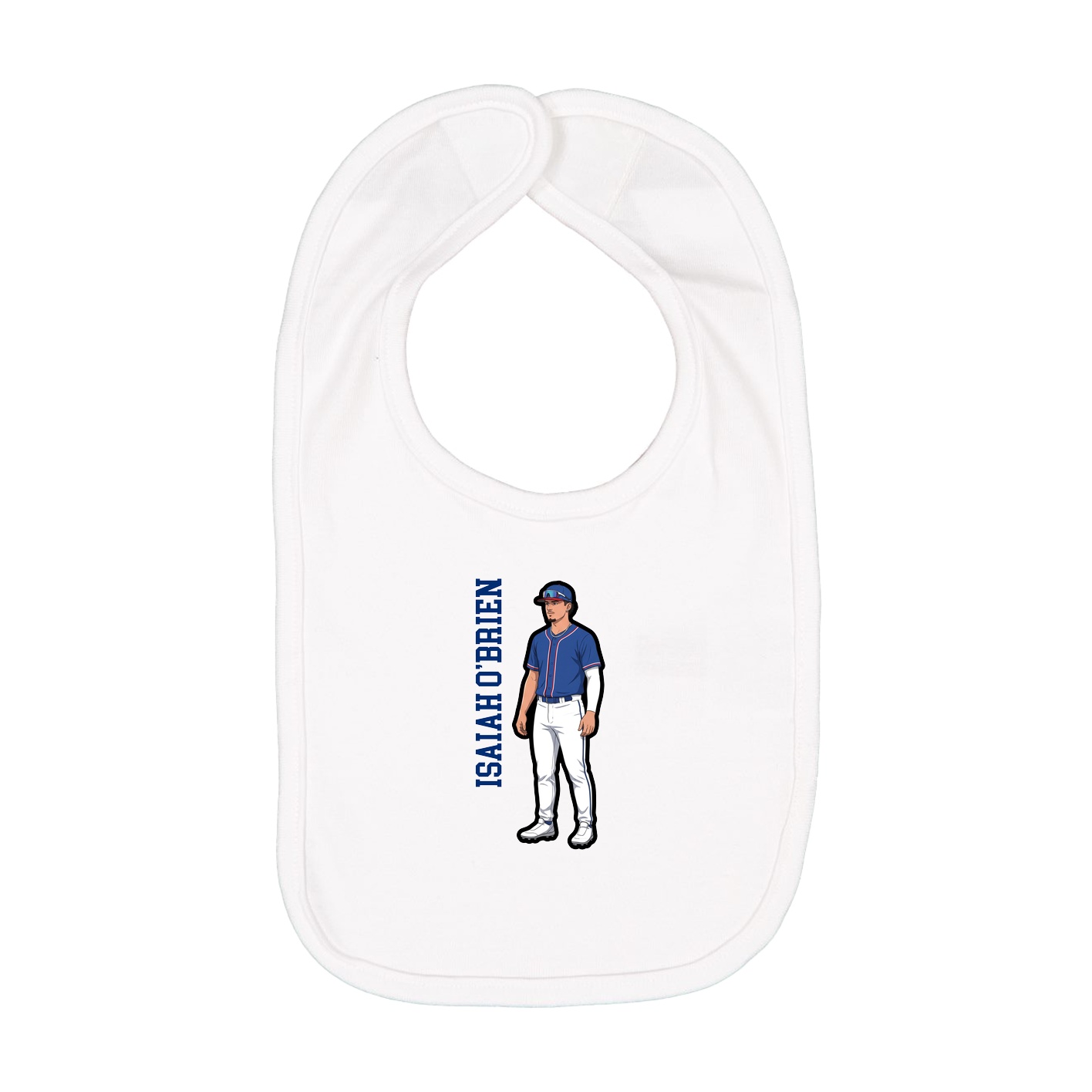 Infant Bib — Name Vertical in White