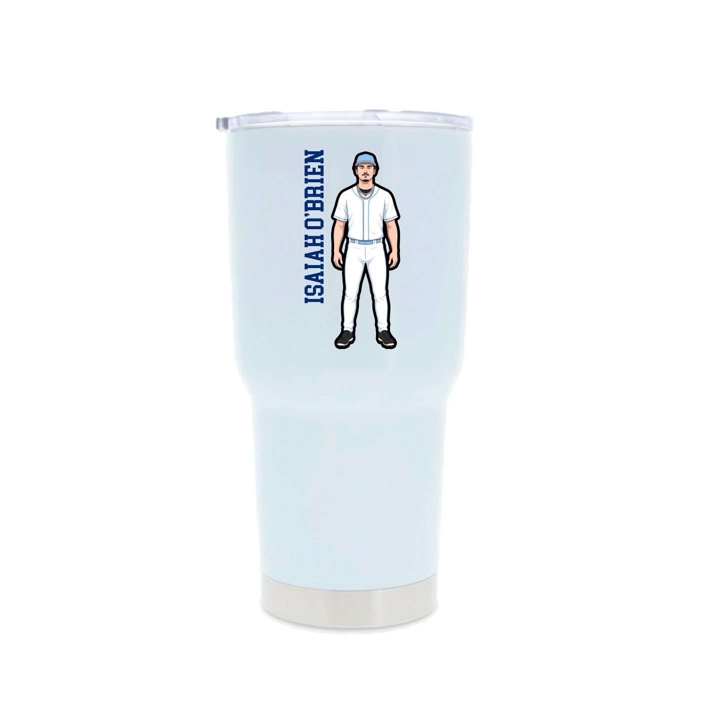 30oz Stainless Steel Tumbler — Name Vertical in White