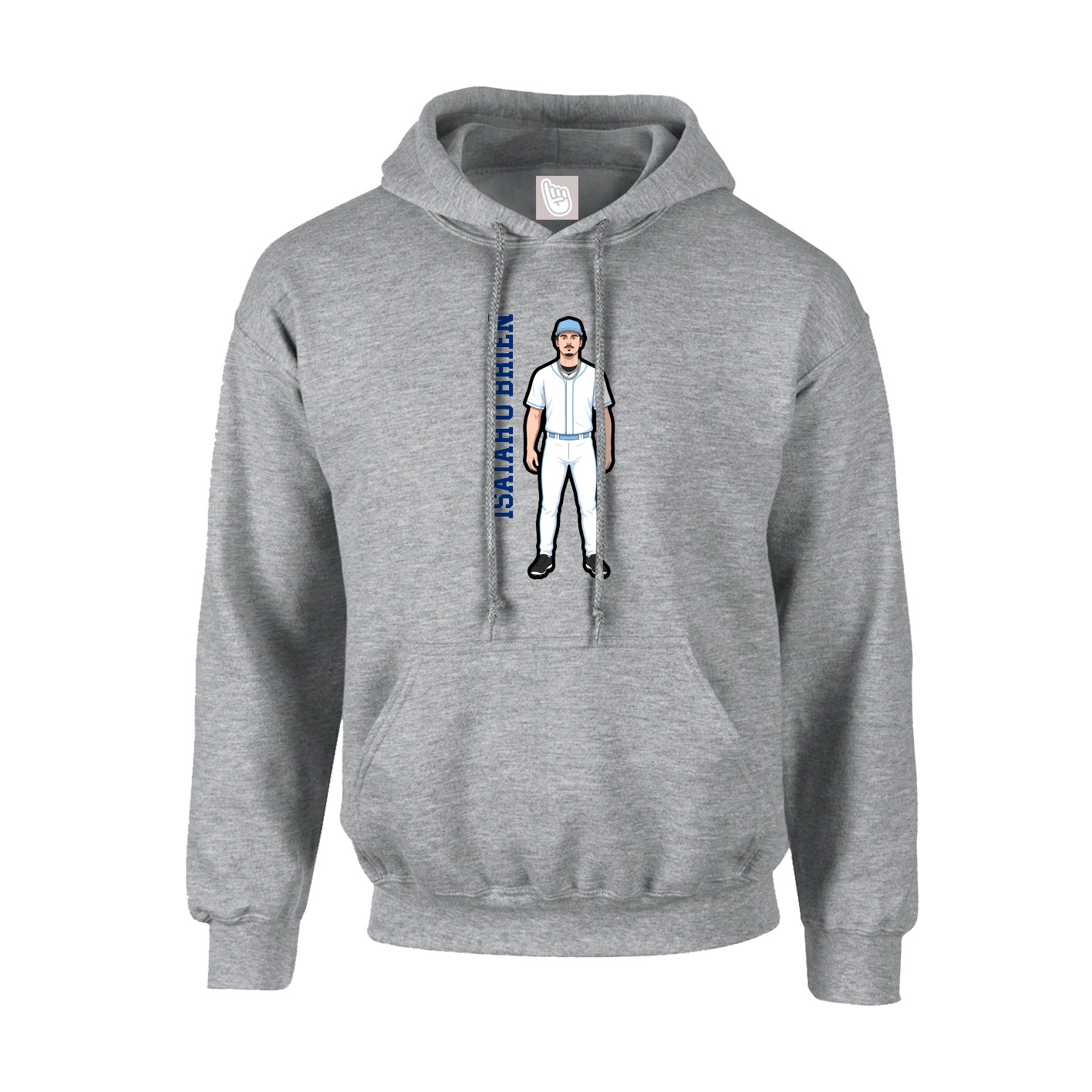 Hoodie — Name Vertical in Grey
