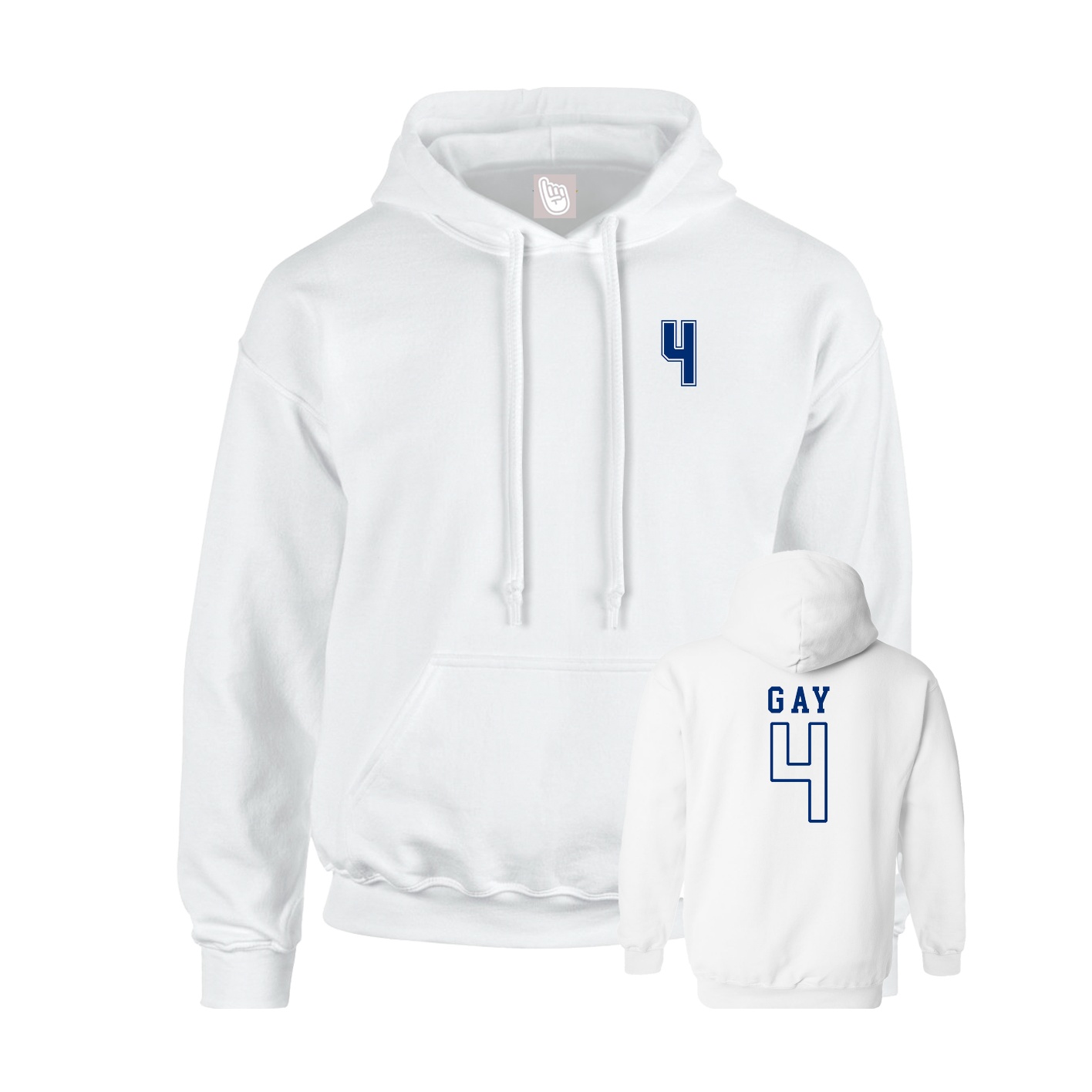 Youth Hoodie — Chest Back in White