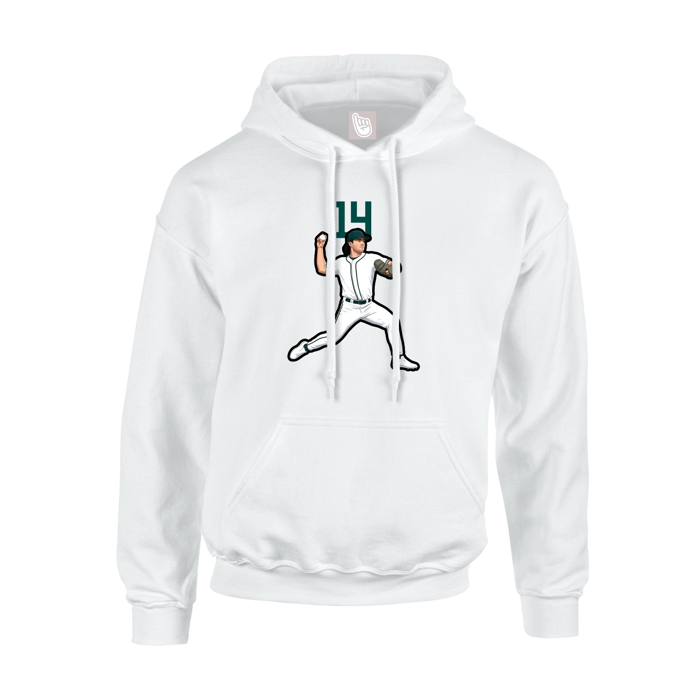 Youth Hoodie — Number Top in White