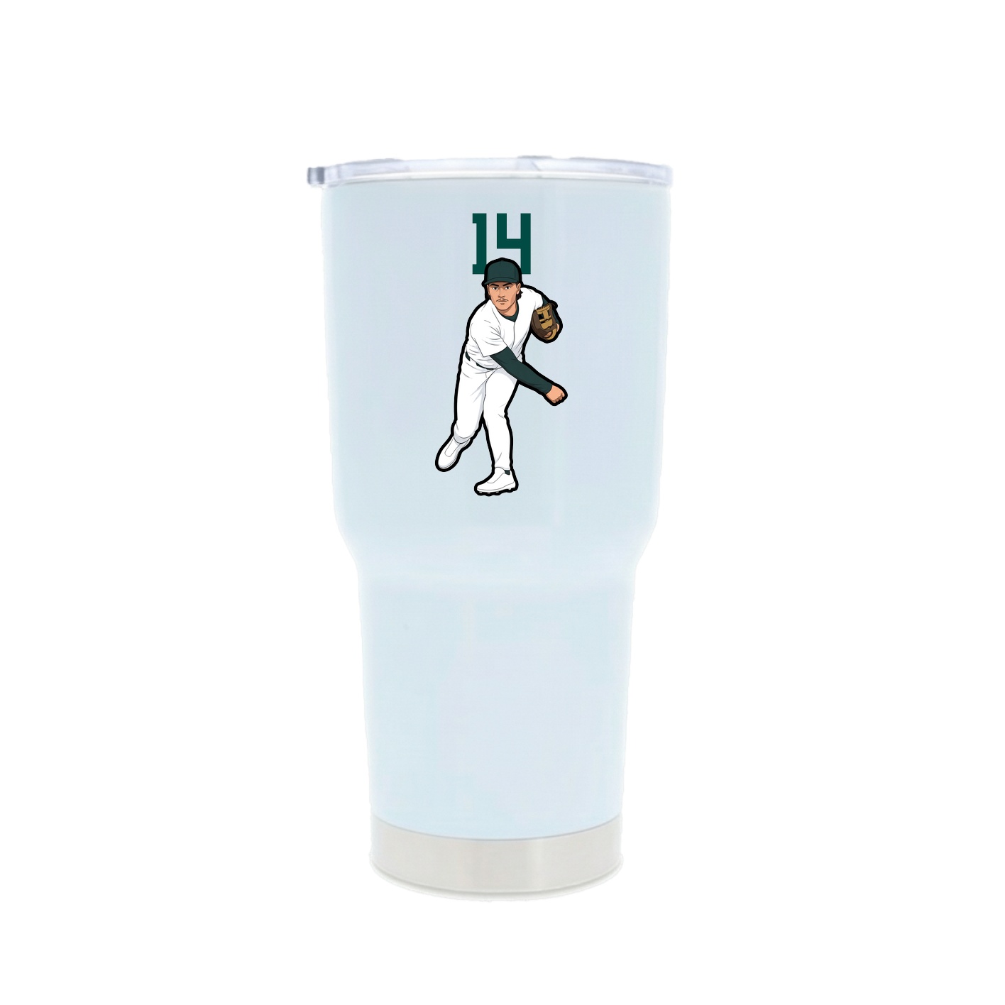 30oz Stainless Steel Tumbler — Number Top in White