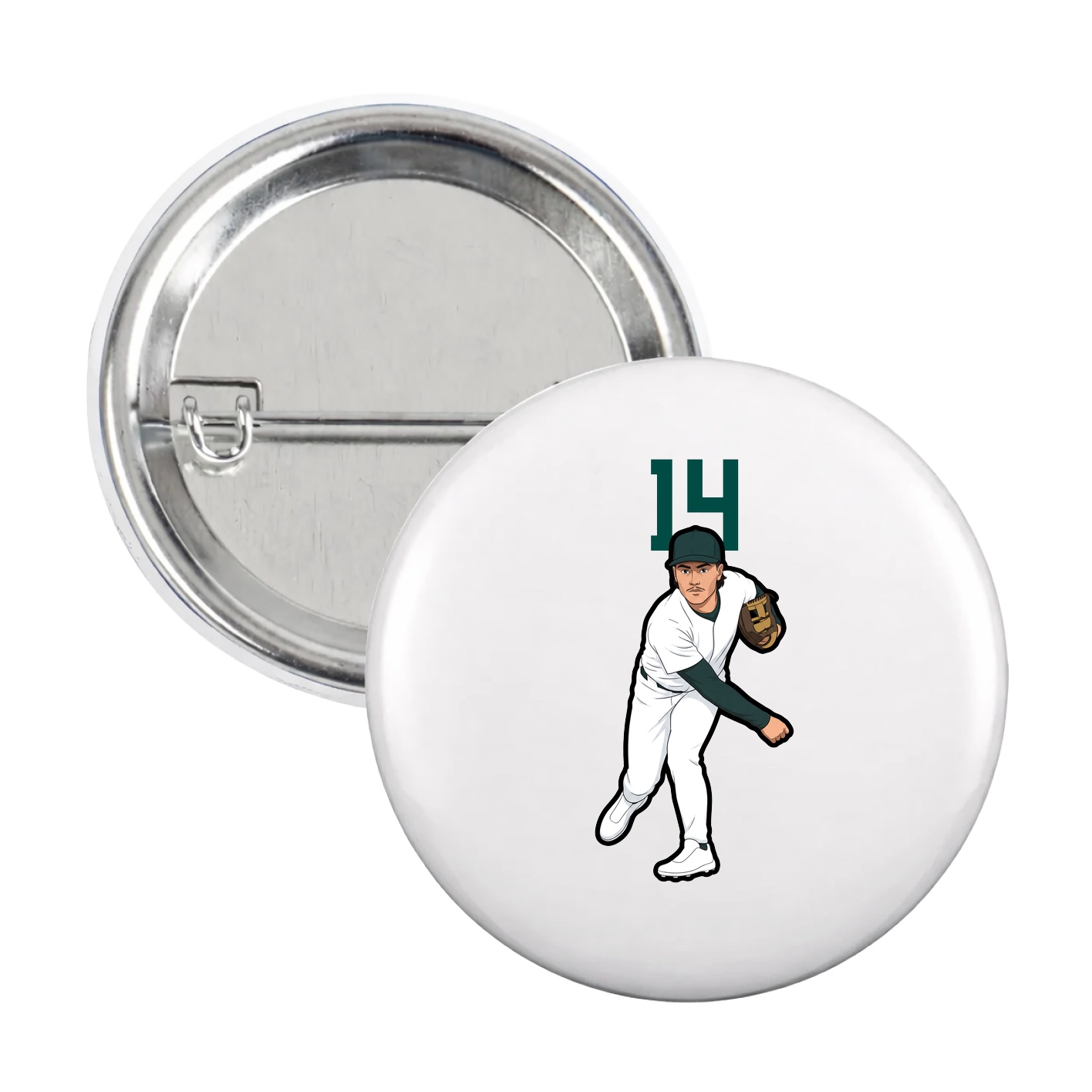 Game Day Button — Number Top in White