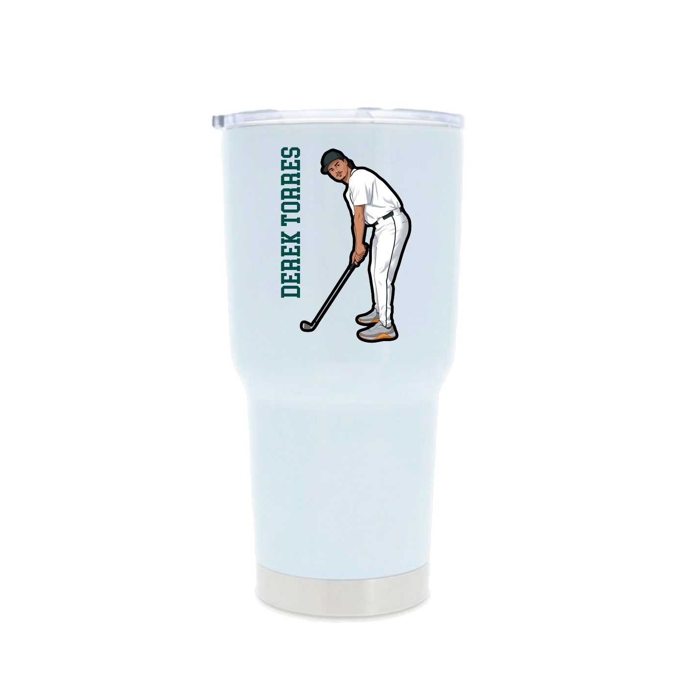 30oz Stainless Steel Tumbler — Name Vertical in White
