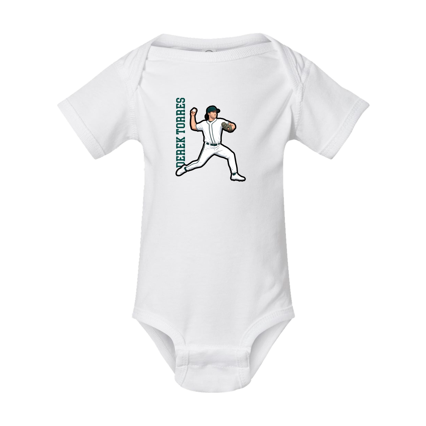 Baby Onesie — Name Vertical in White