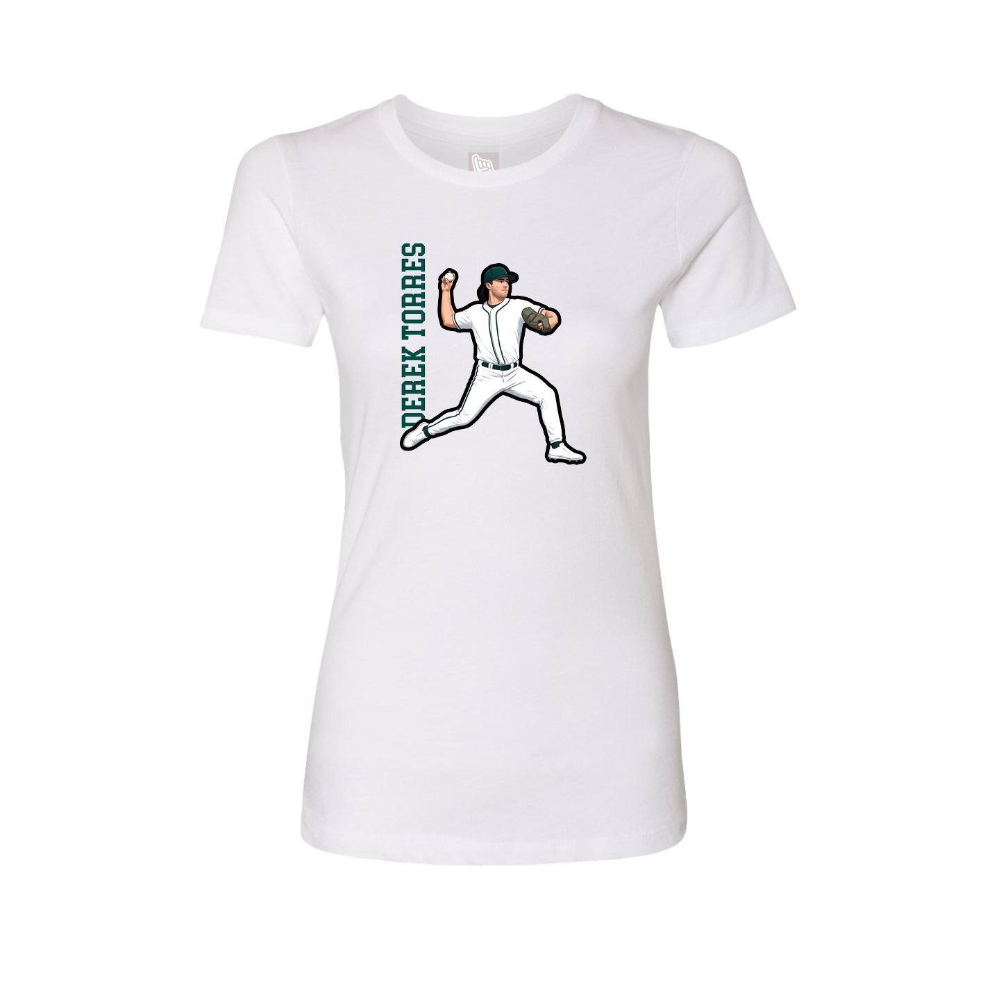 Fitted Women's Tee — Name Vertical in White