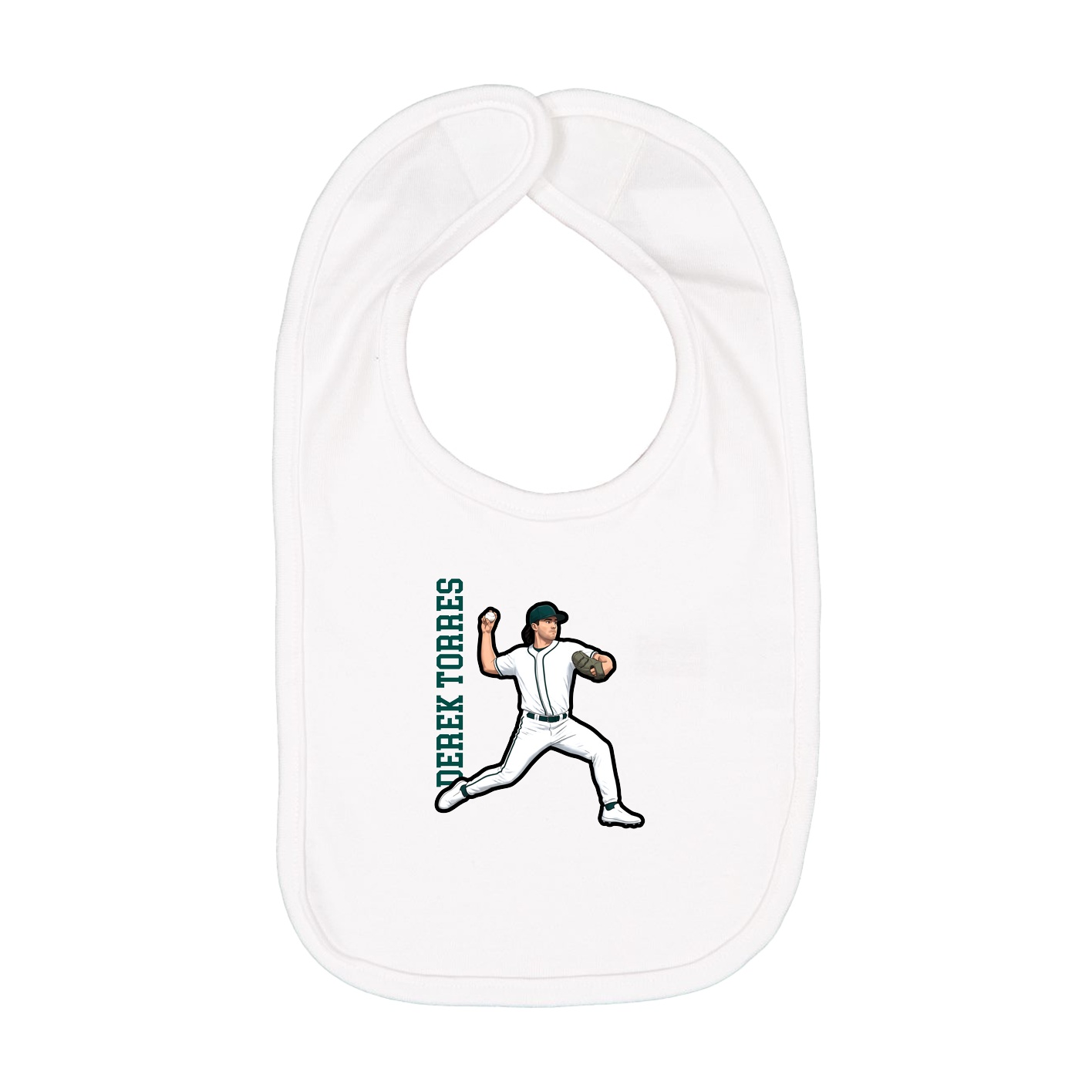 Infant Bib — Name Vertical in White