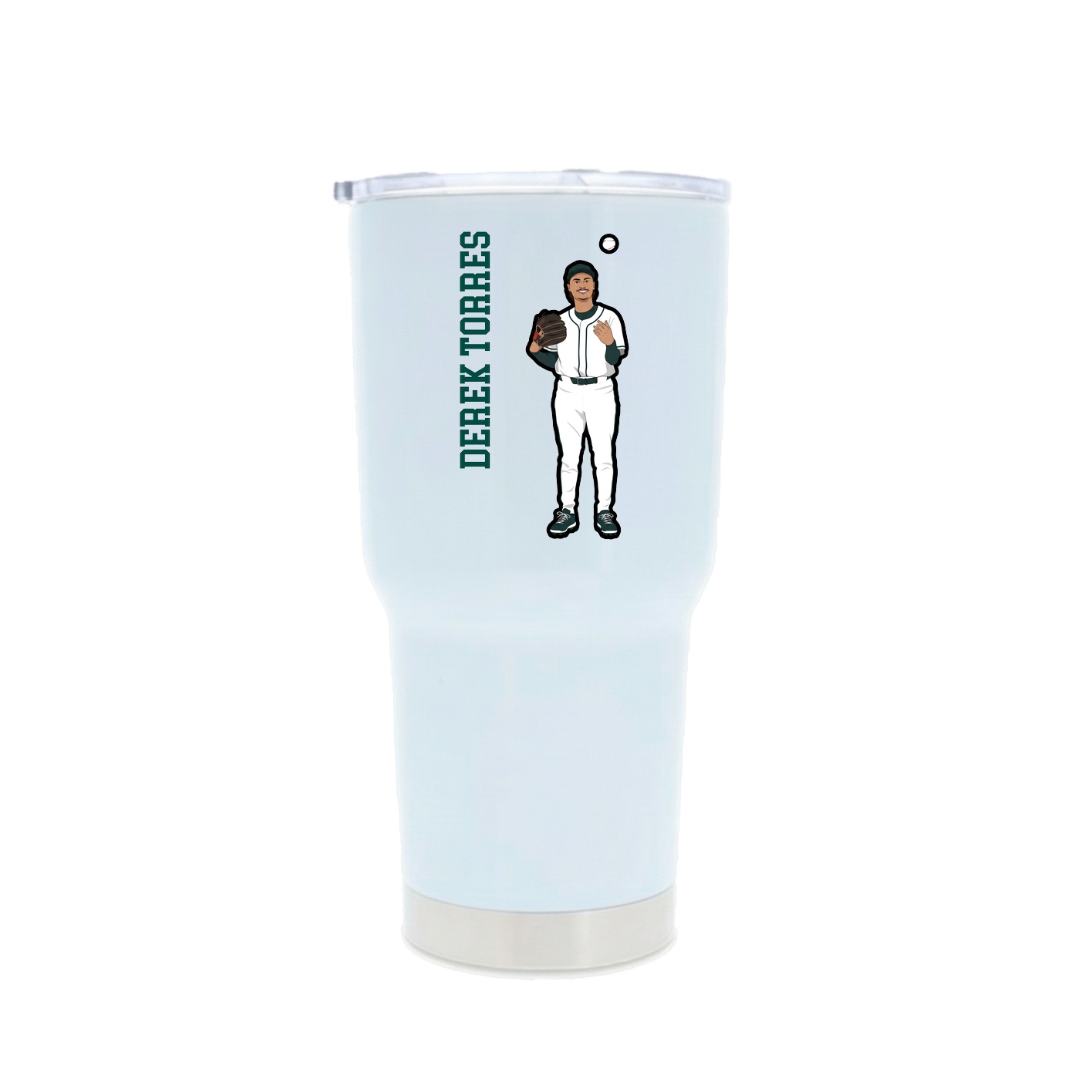 30oz Stainless Steel Tumbler — Name Vertical in White