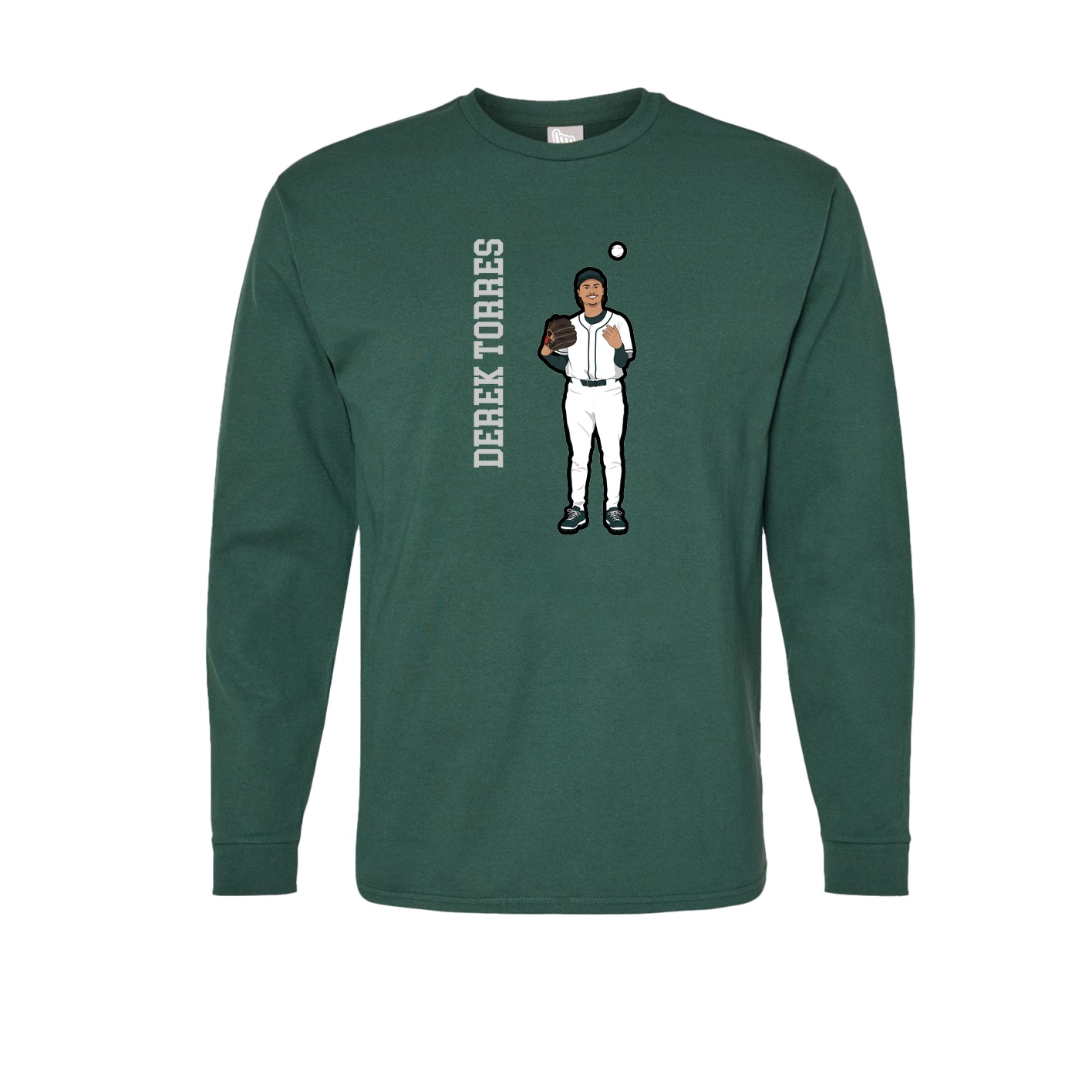 Long Sleeve Tee — Name Vertical in Green