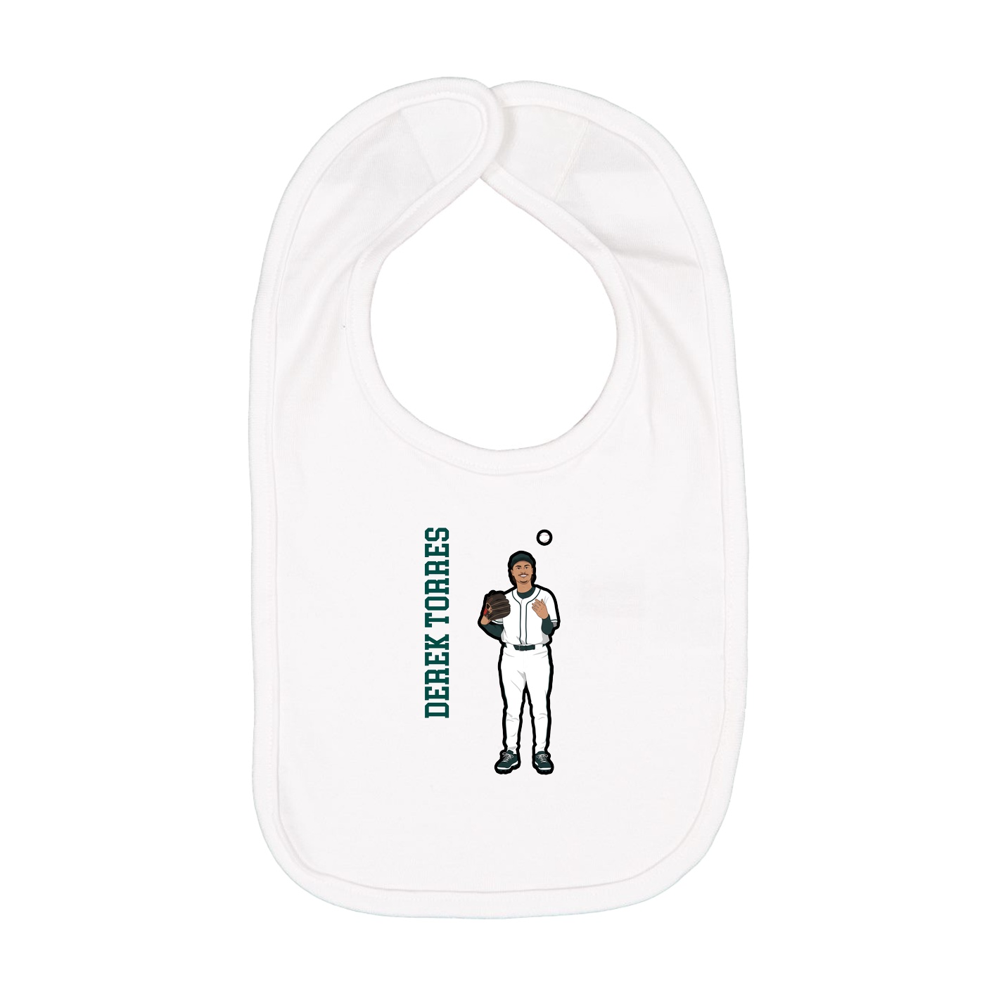 Infant Bib — Name Vertical in White