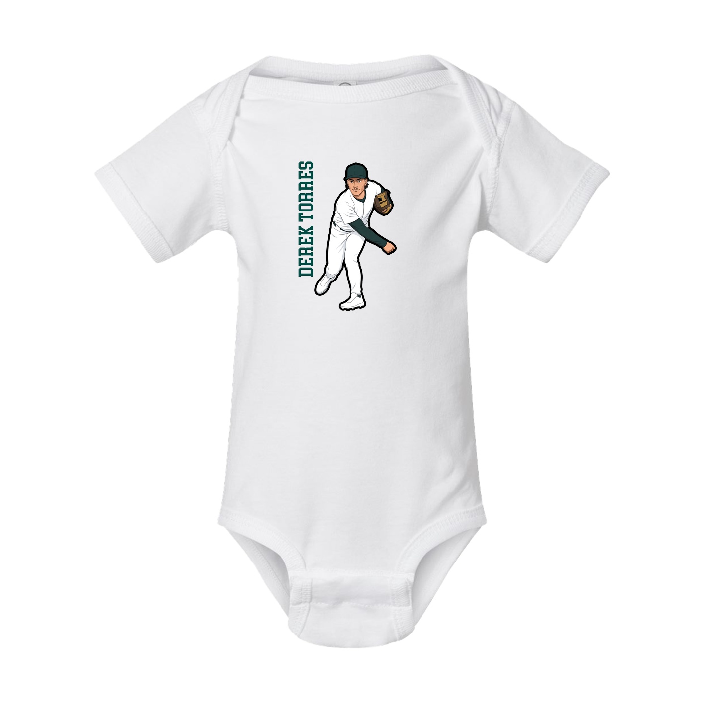 Baby Onesie — Name Vertical in White
