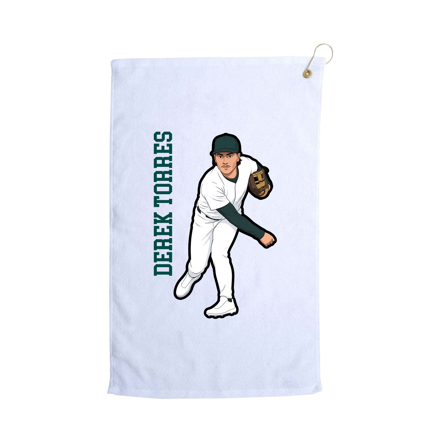 Golf Towel — Name Vertical in White