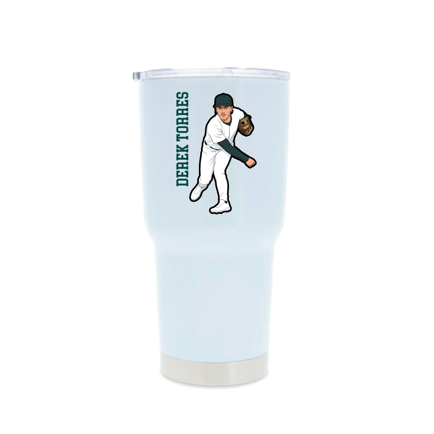 30oz Stainless Steel Tumbler — Name Vertical in White
